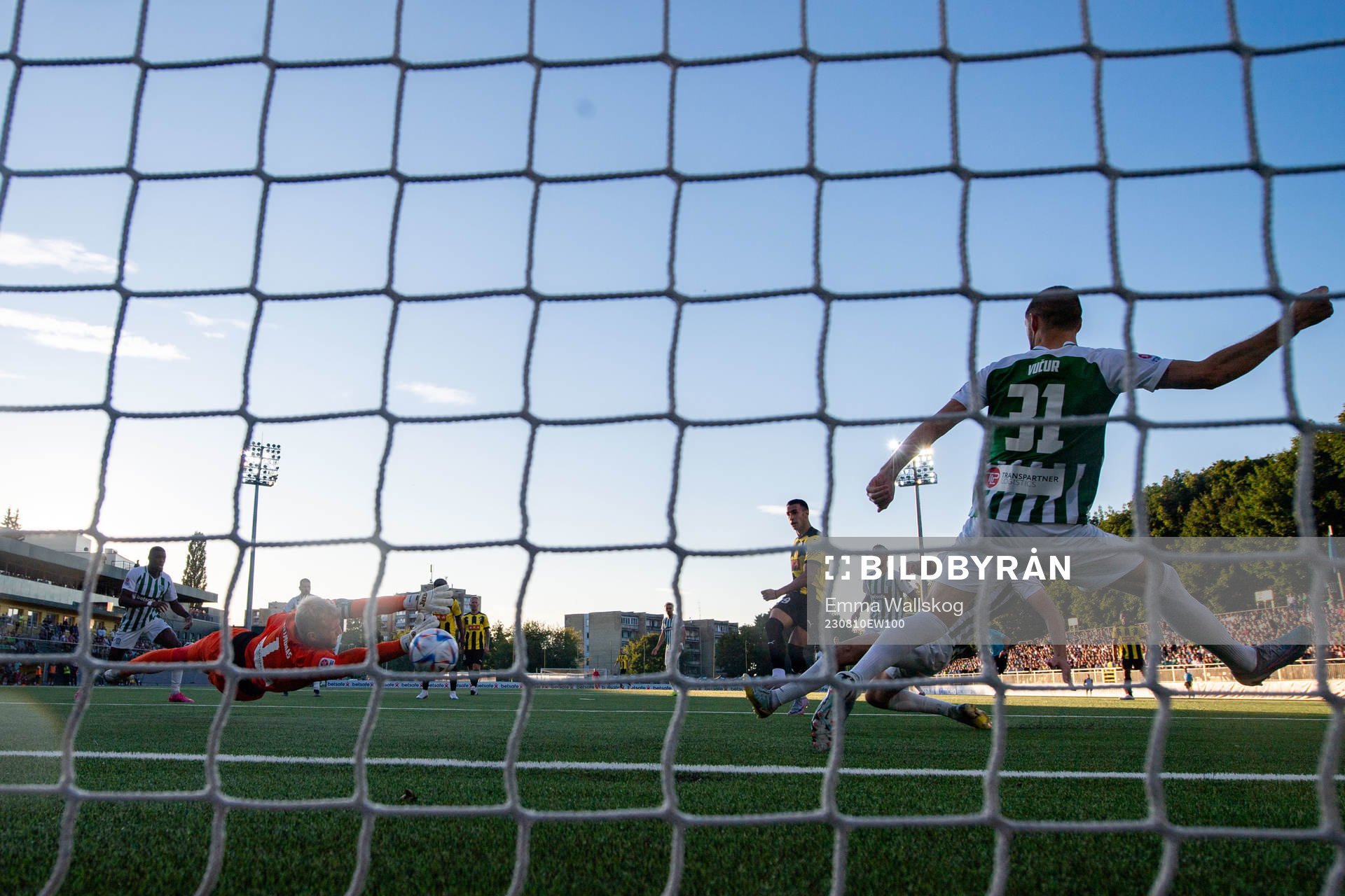 Srdjan Hrstic of Häcken scores 0-2 behind goalkeeper