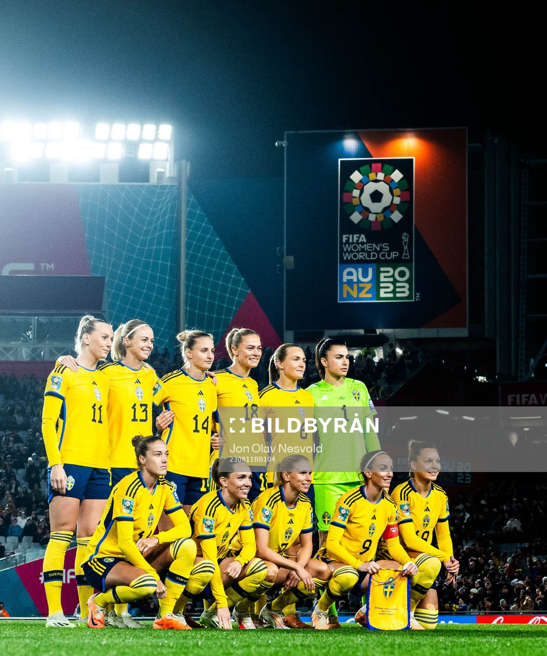 The starting eleven of Sweden ahead of the FIFA Women's World Cup quarterfinal between Japan and Sweden on August 11, 2023 in Auckland.