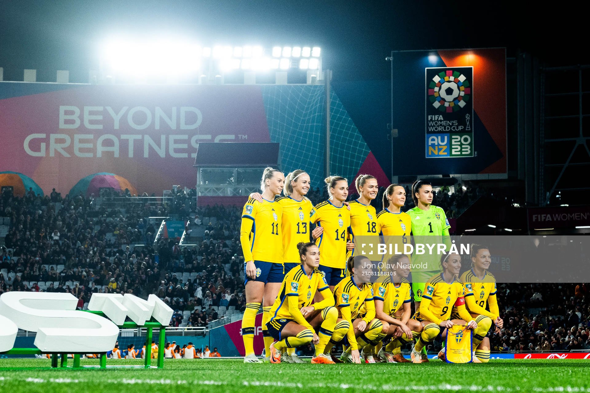 The starting eleven of Sweden ahead of the FIFA Women's World Cup quarterfinal between Japan and Sweden on August 11, 2023 in Auckland.
