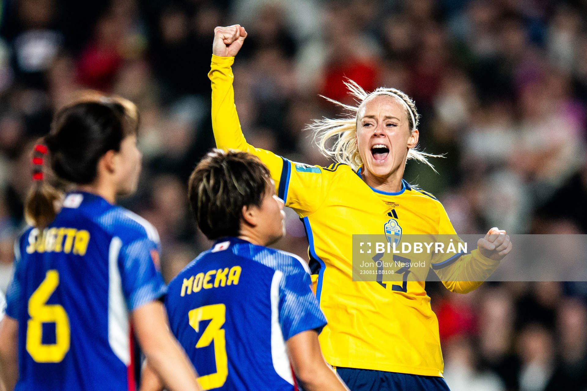 Amanda Ilestedt of Sweden celebrates