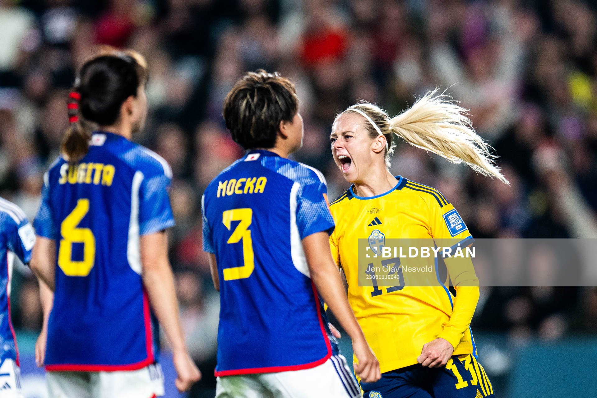 Amanda Ilestedt of Sweden celebrates