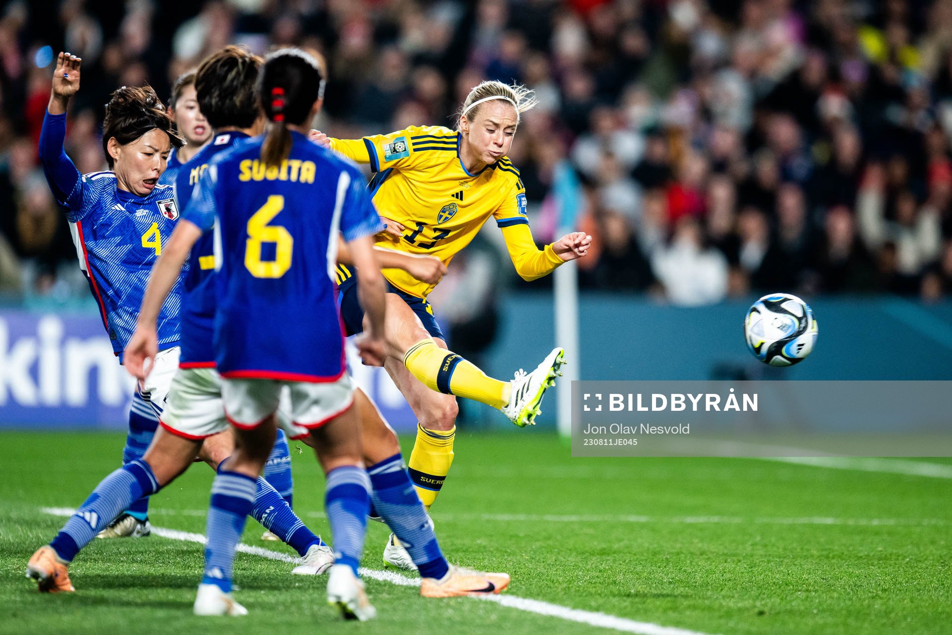 Amanda Ilestedt of Sweden scores 0-1