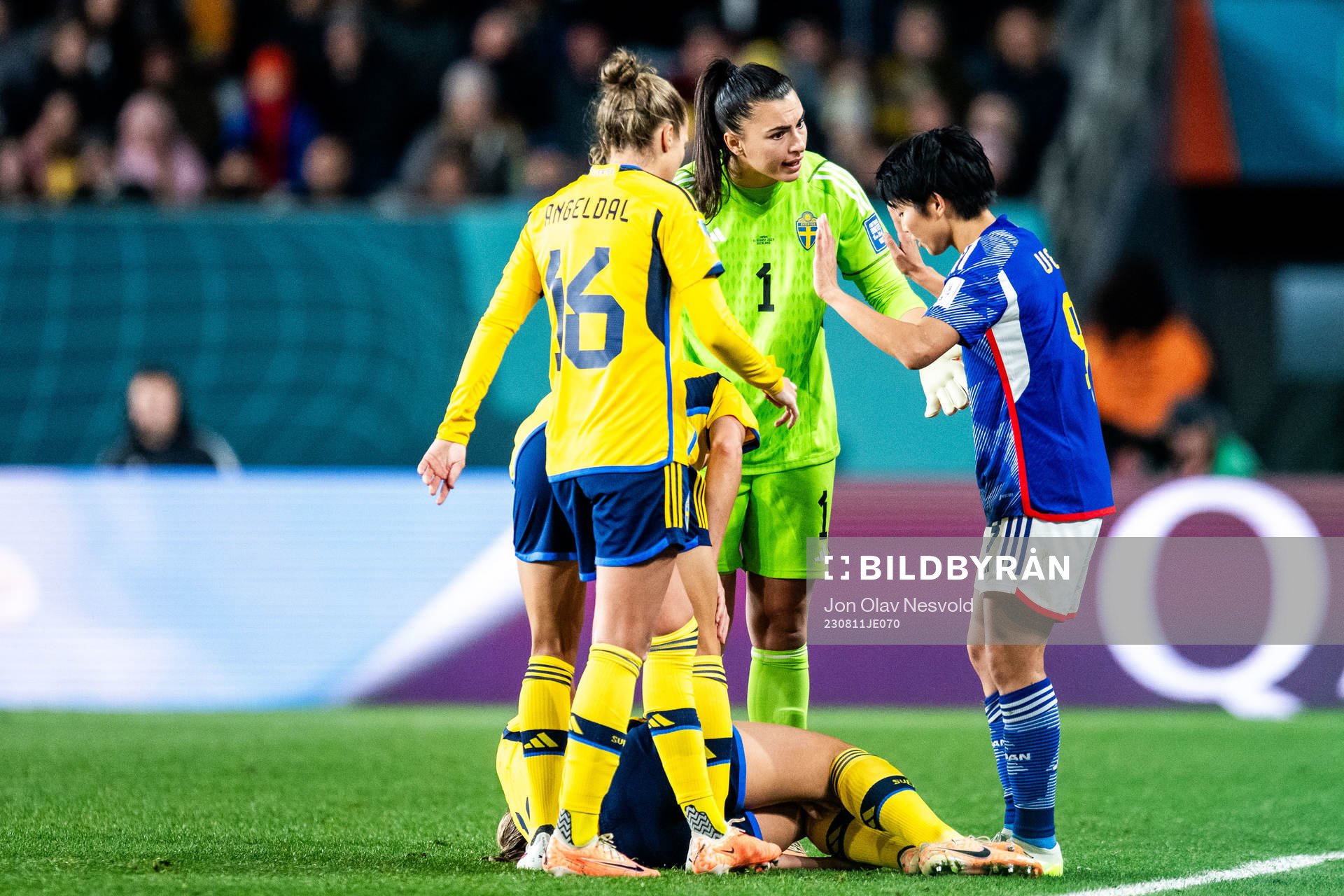 Goalkeeper Zecira Musovic of Sweden reacts and Magdalena