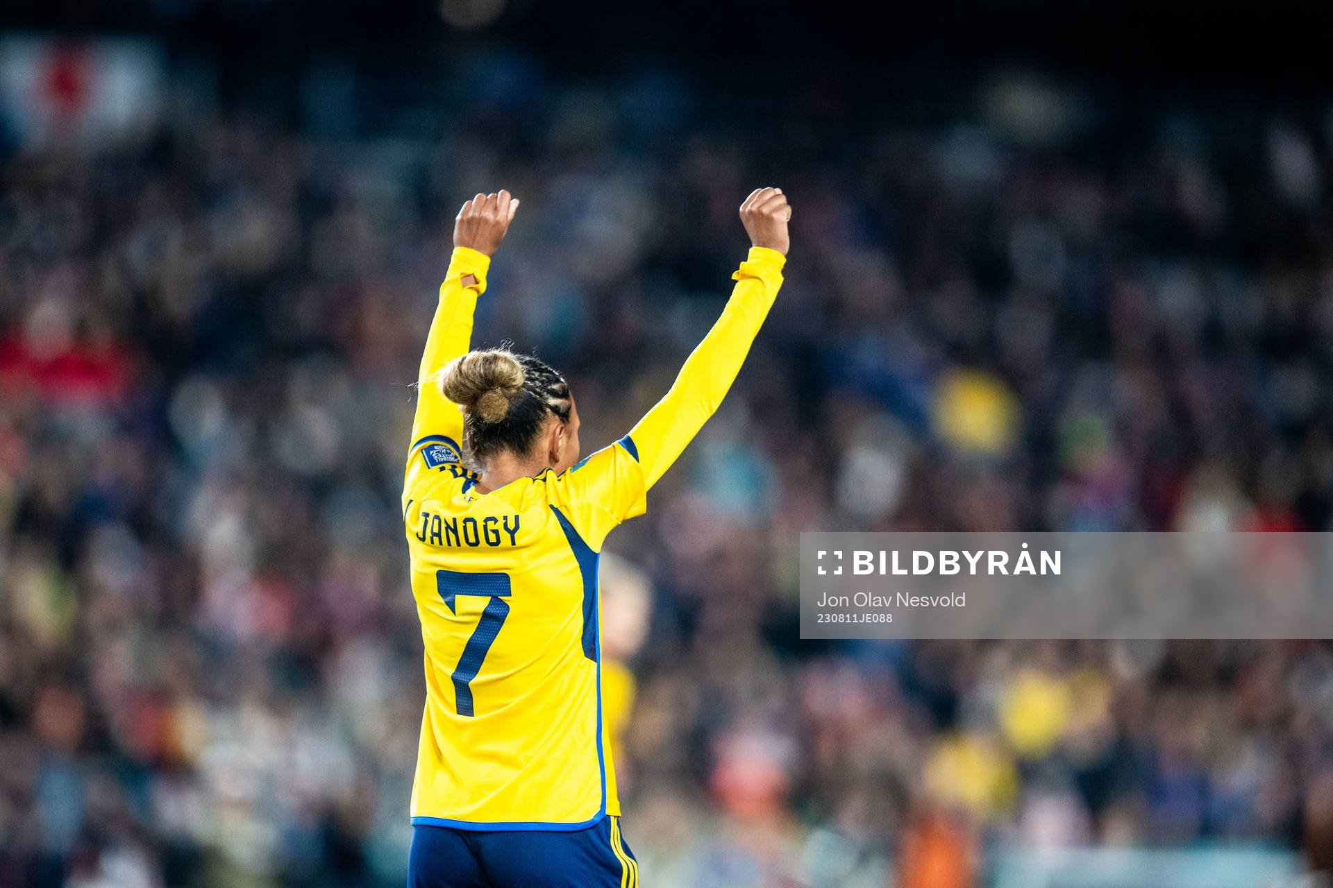 Madelen Janogy of Sweden celebrates