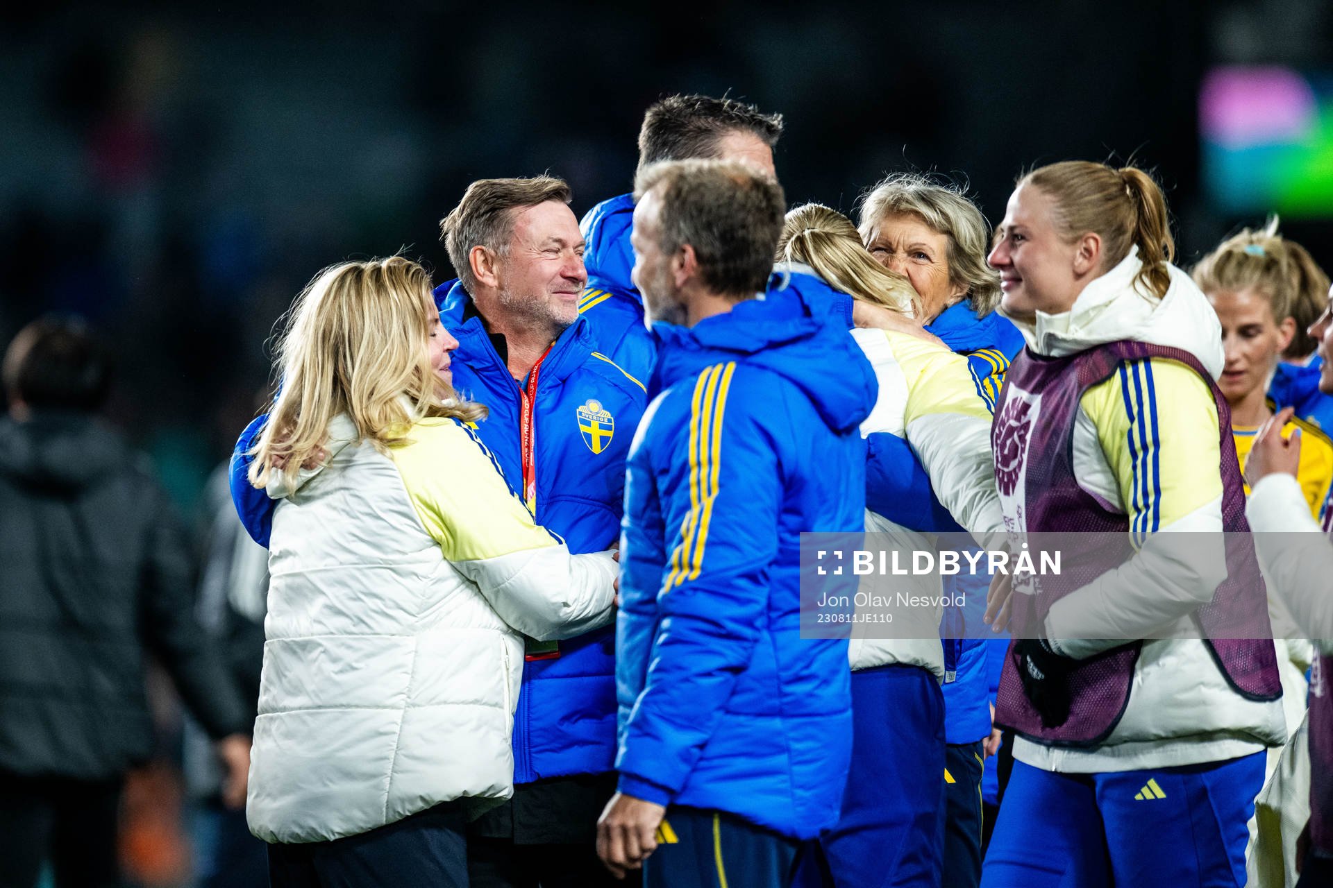 Head coach Peter Gerhardsson of Sweden celebrates after the FIFA Women's World Cup quarterfinal between Japan and Sweden on August 11, 2023 in Auckland.