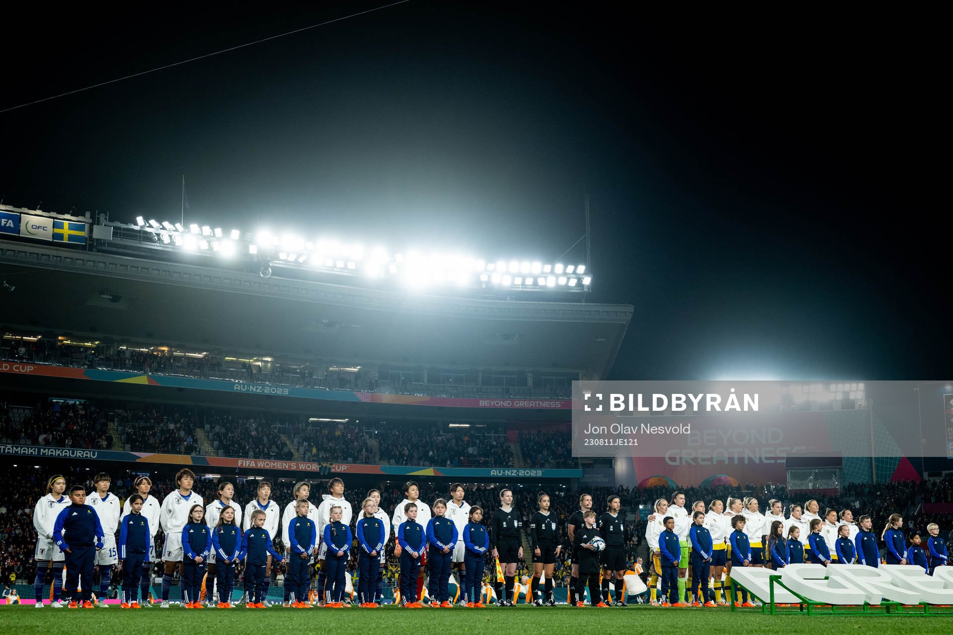 Both teams line-up ahead the FIFA Women's World Cup