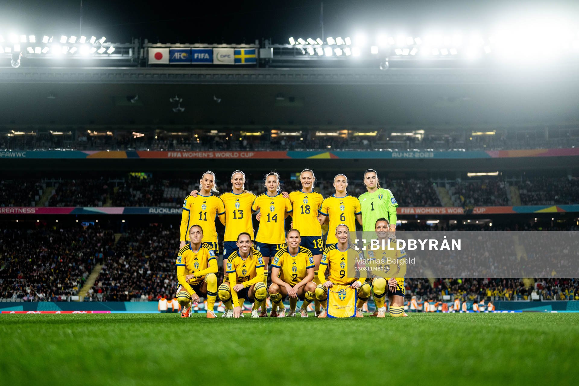 The starting eleven of Sweden ahead of the FIFA Women's World Cup quarterfinal between Japan and Sweden on August 11, 2023 in Auckland.