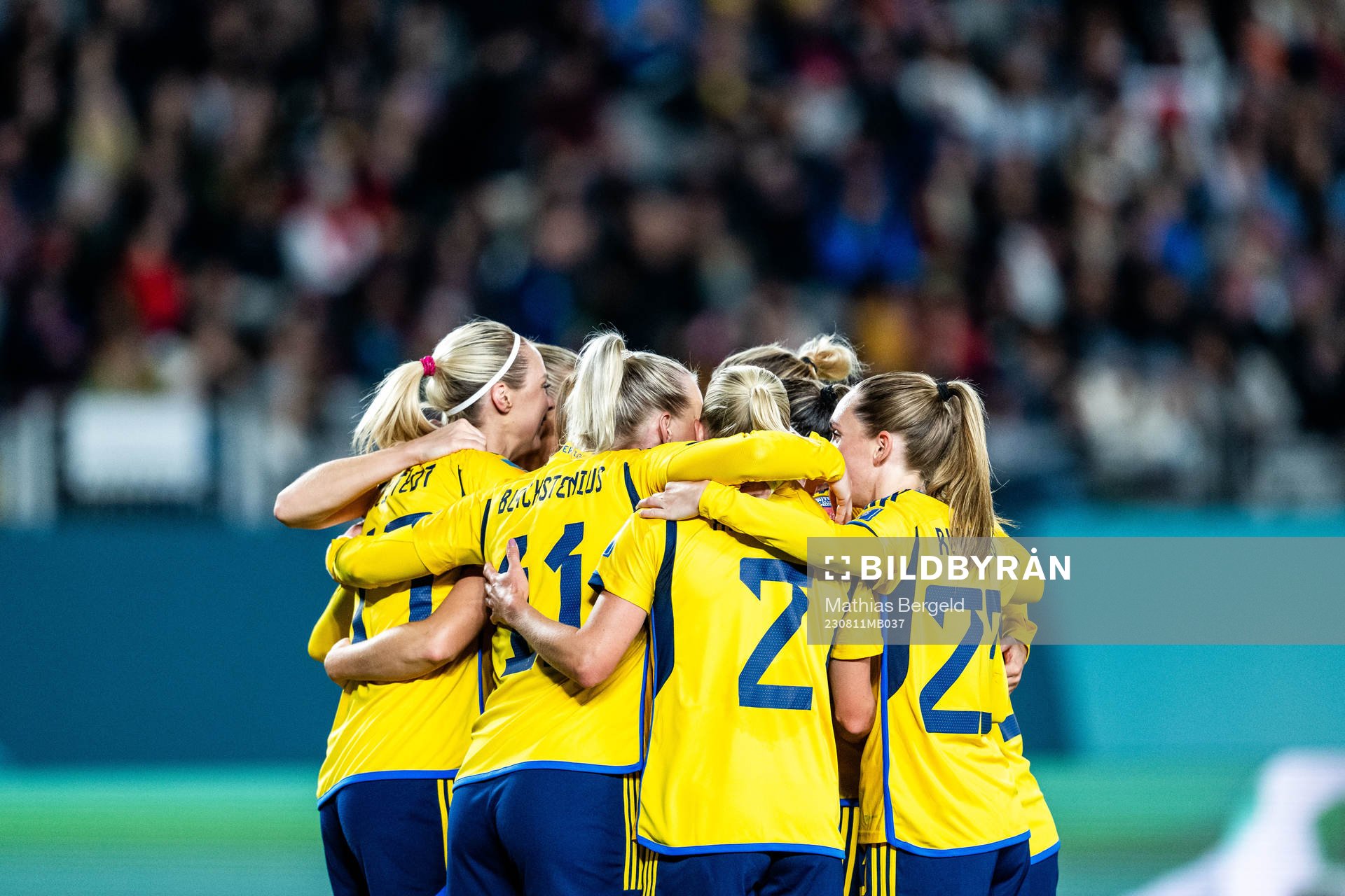 Amanda Ilestedt of Sweden celebrates with team