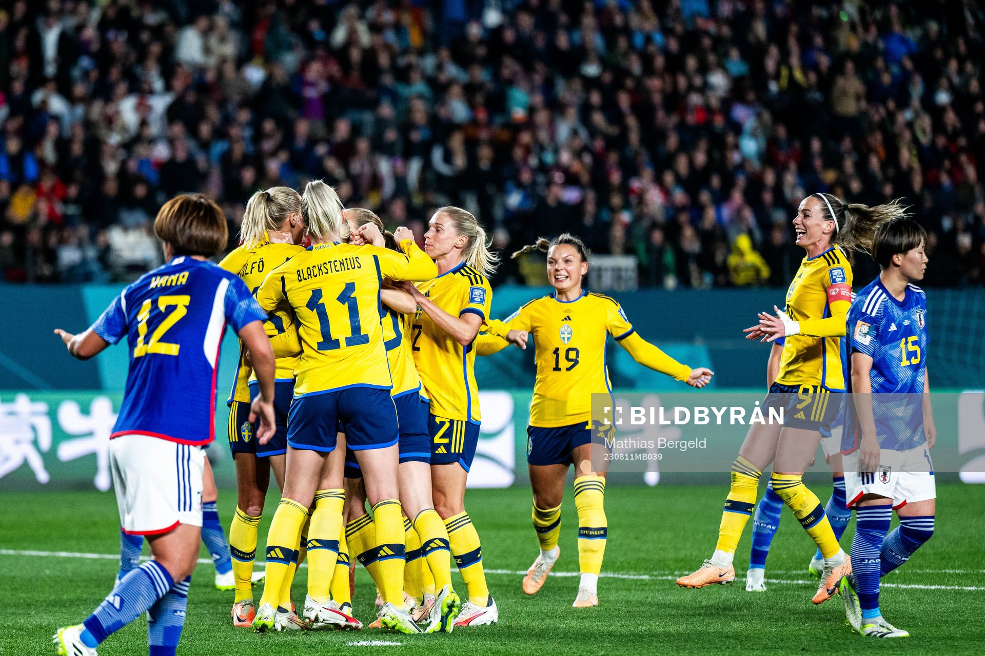 Amanda Ilestedt of Sweden celebrates with team