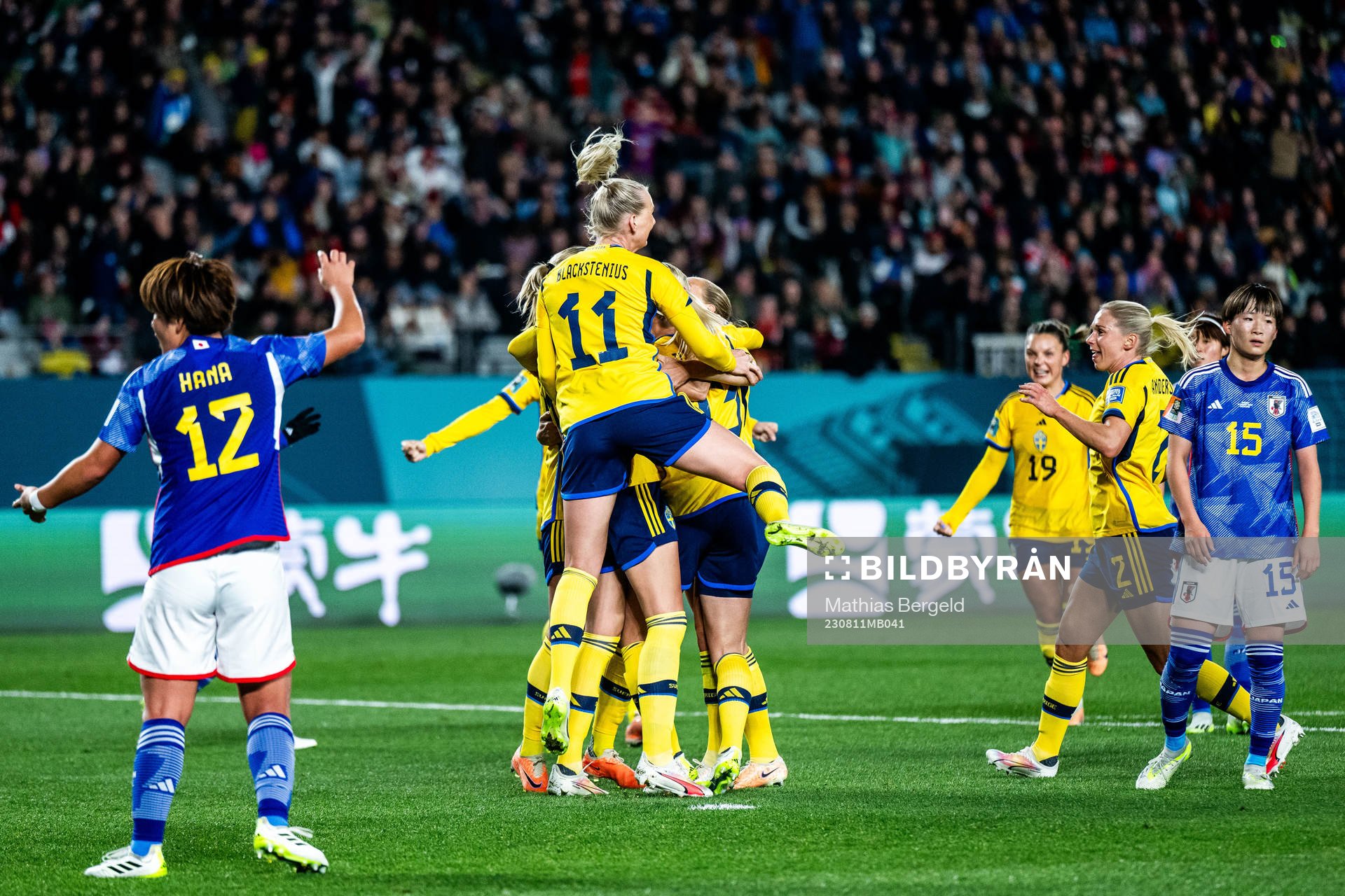 Stina Blackstenius of Sweden celebrates with. team