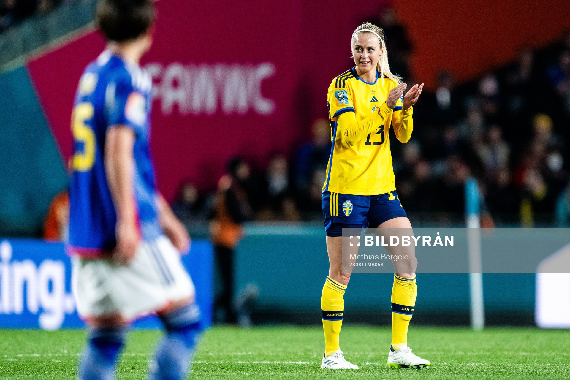 Amanda Ilestedt of Sweden celebrates
