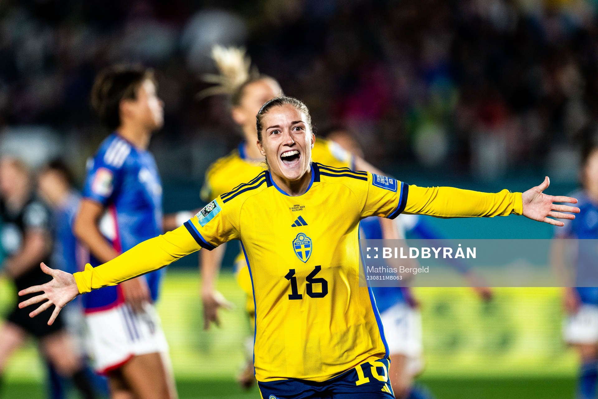Filippa Angeldahl of Sweden celebrates