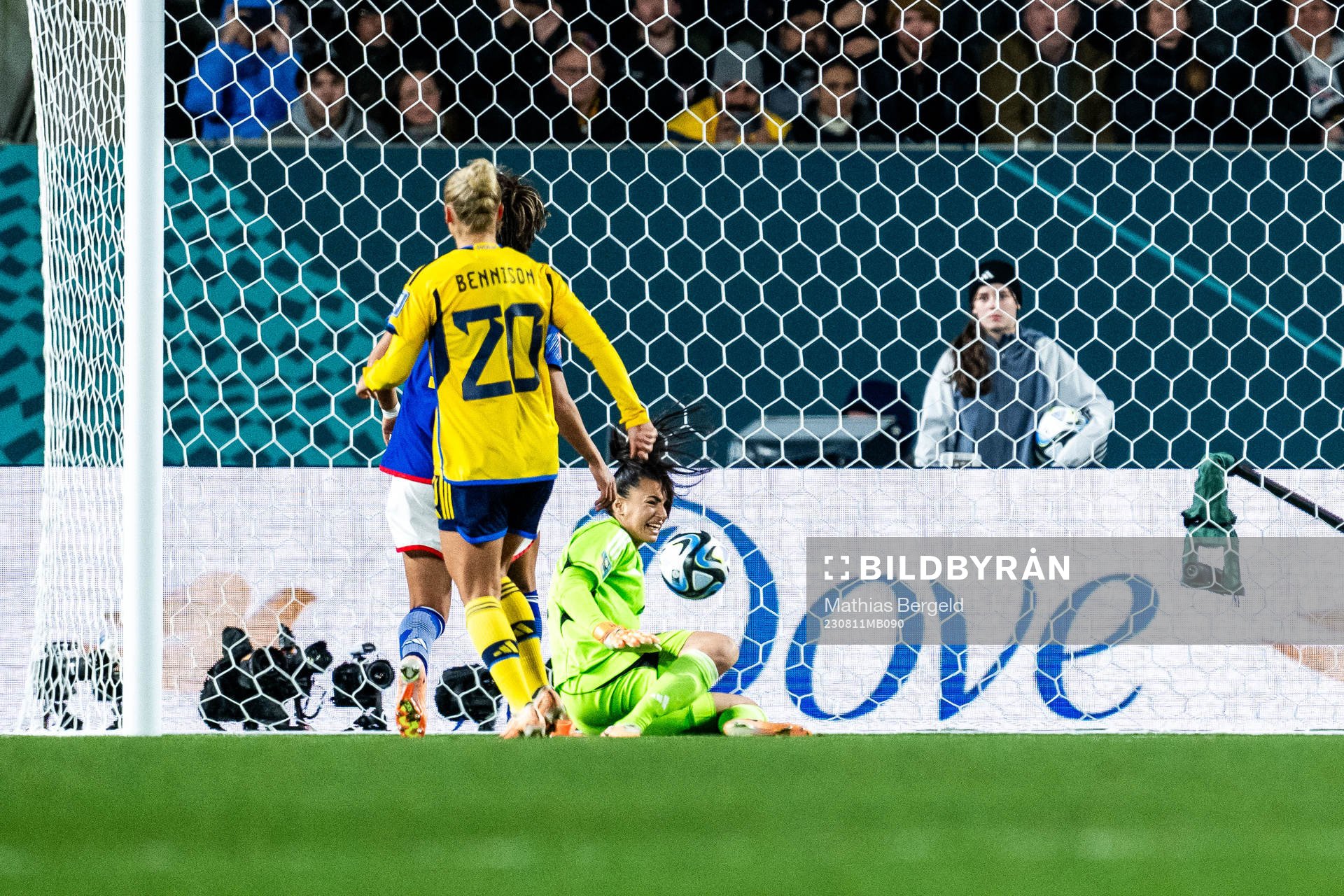 Goalkeeper Zecira Musovic of Sweden in pain