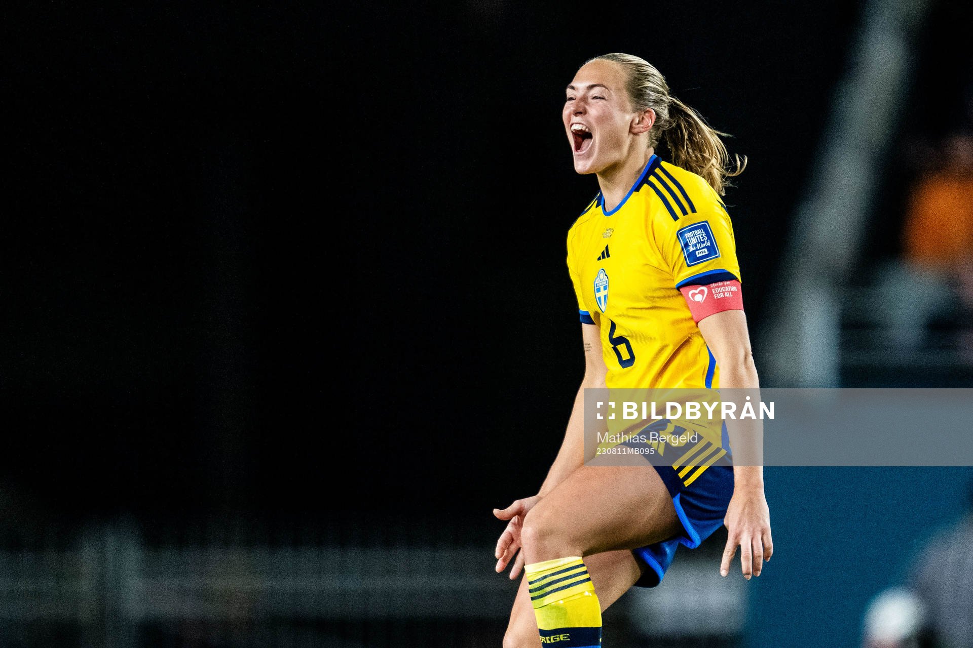 Magdalena Eriksson of Sweden celebrates after the FIFA Women's World Cup quarterfinal between Japan and Sweden on August 11, 2023 in Auckland.