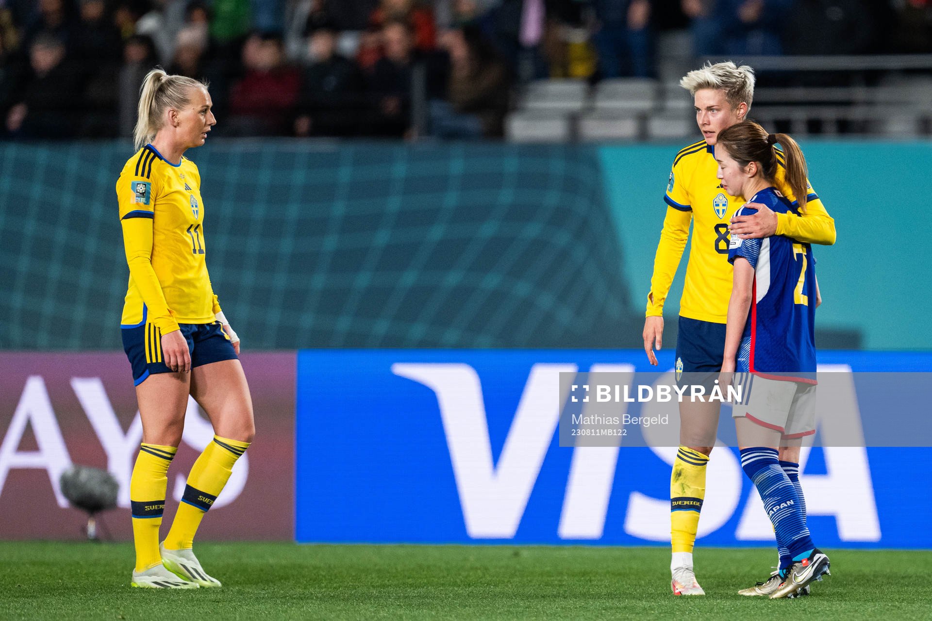 Stina Blackstenius and Lina Hurtig of Sweden console Risa