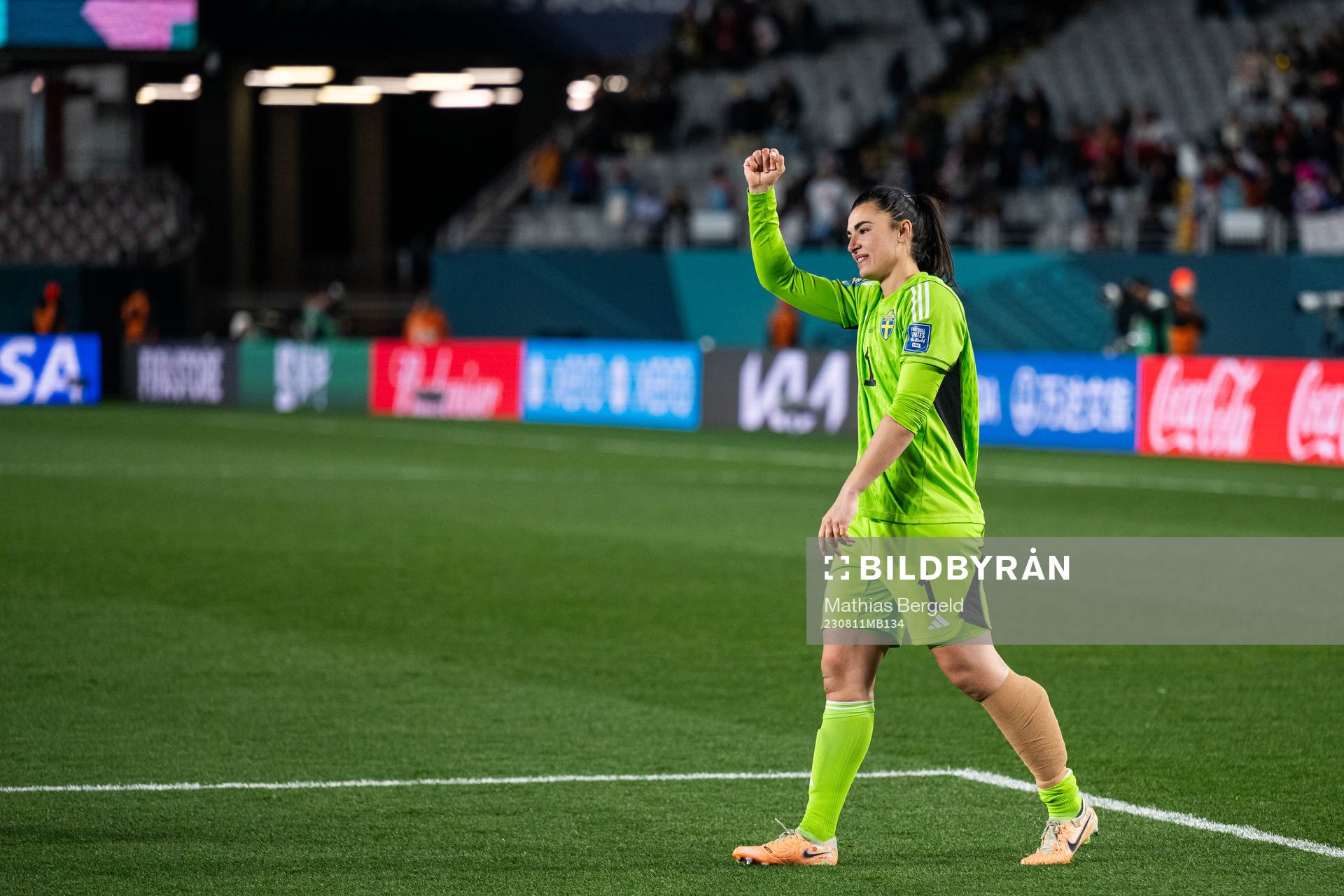 Goalkeeper Zecira Musovic of Sweden celebrates