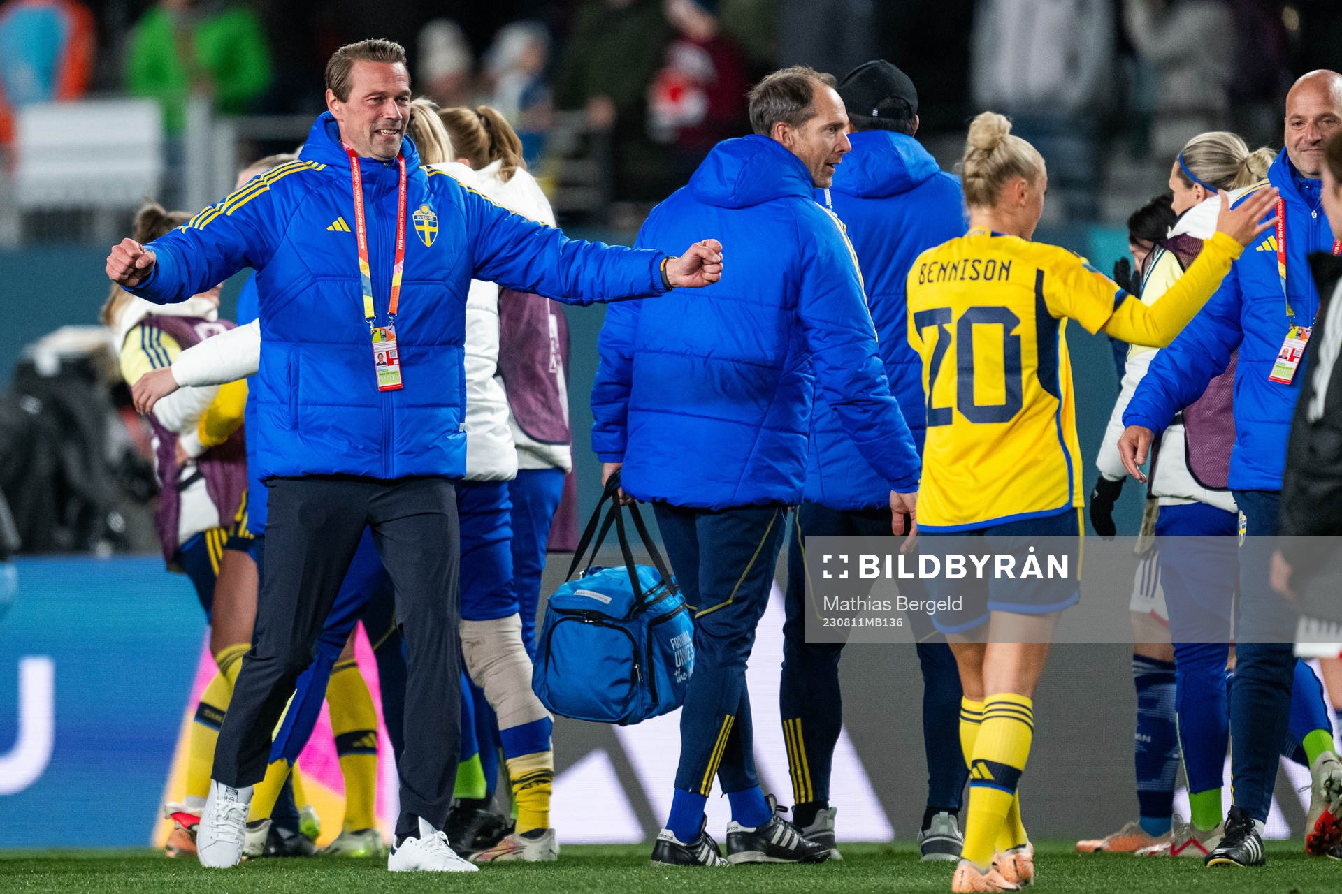 Coordinator Magnus Andersson of Sweden celebrates