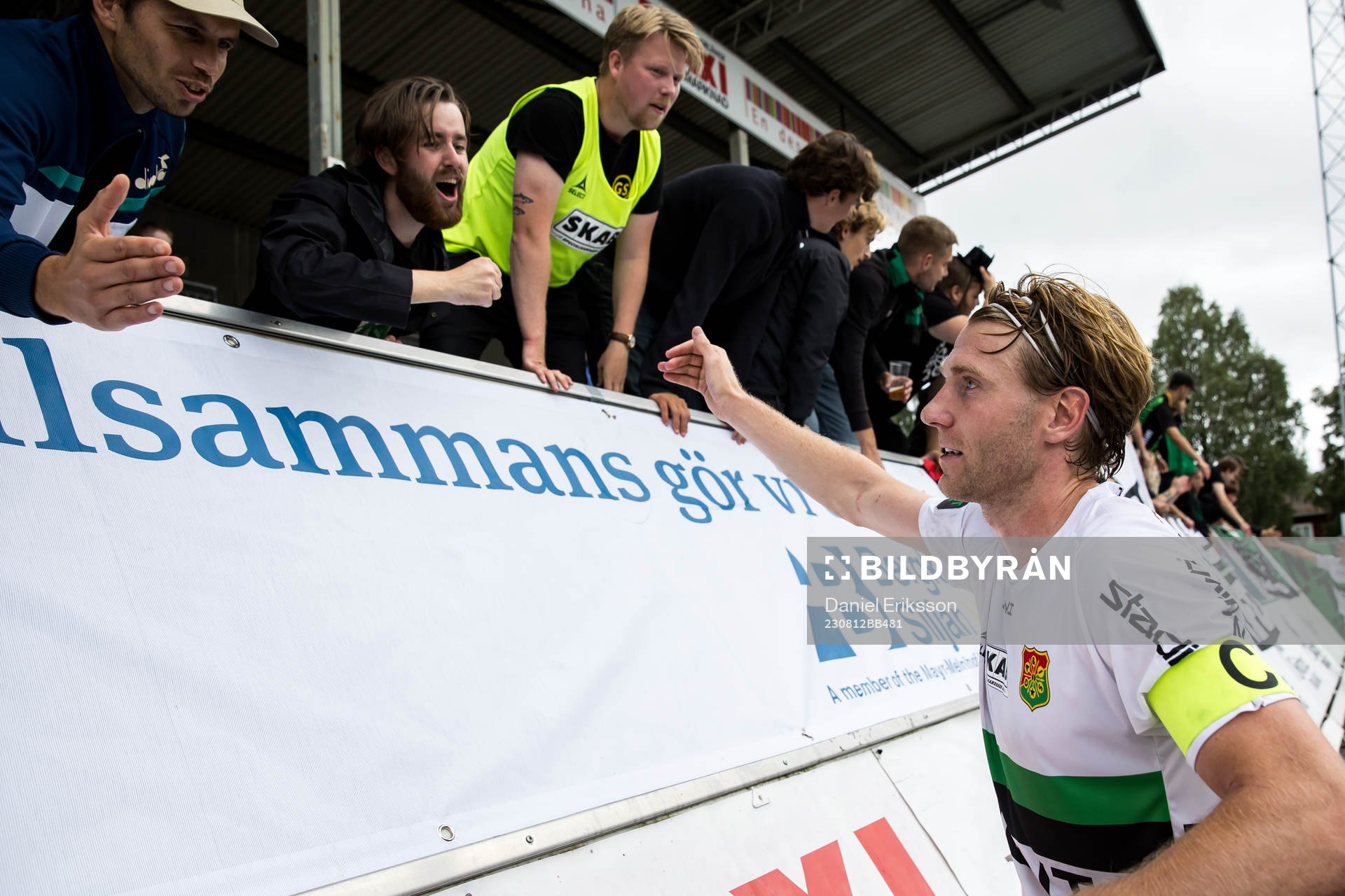 GAIS August Wängberg jublar efter segern 0-4 under fotbollsmatchen i Superettan mellan Brage och GAIS den 12 augusti 2023 i Borlänge. 