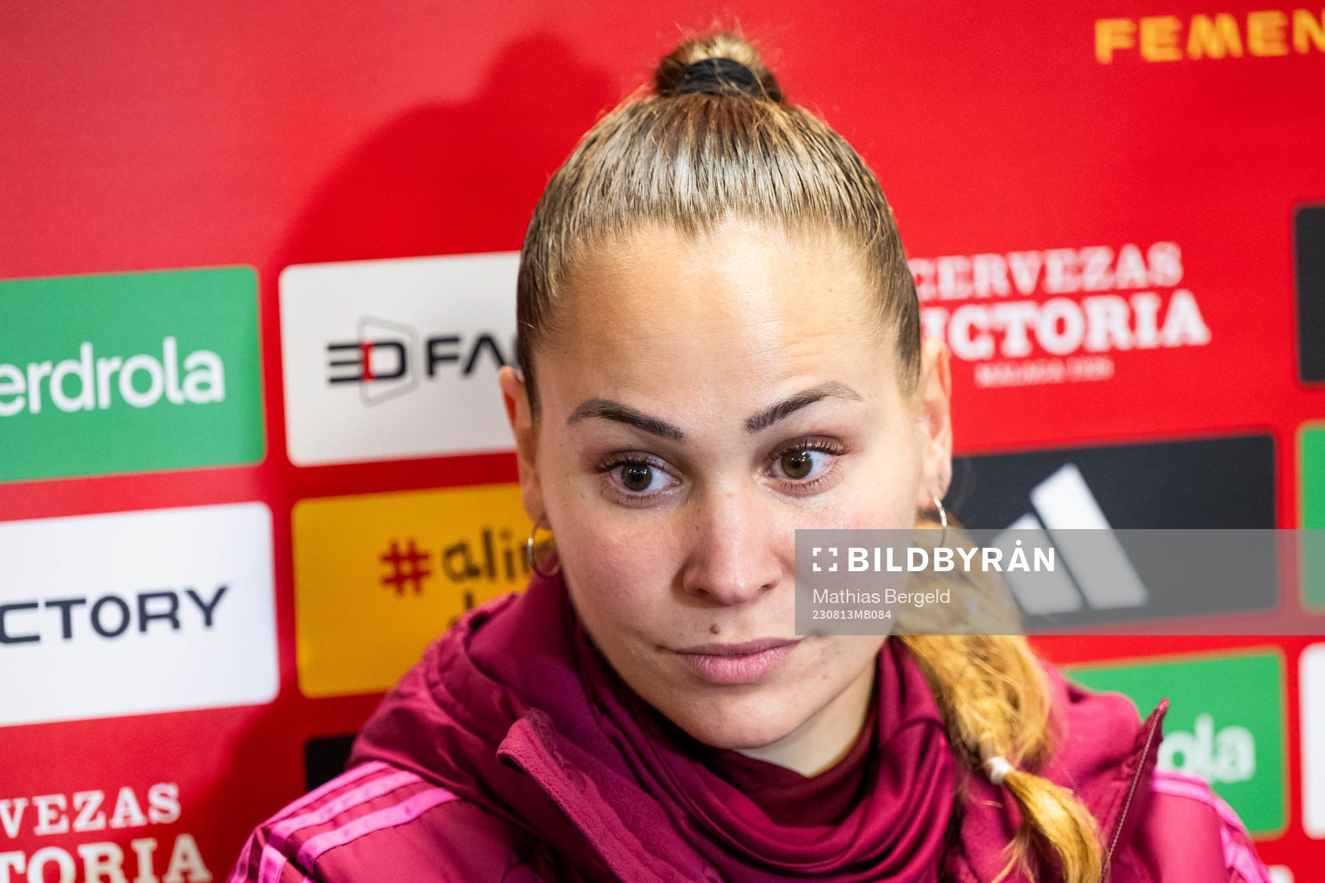 Irene Guerrero of the Spanish women's national football team in the mixed zone after a training session during the FIFA Women's World Cup on August 13, 2023 in Auckland.