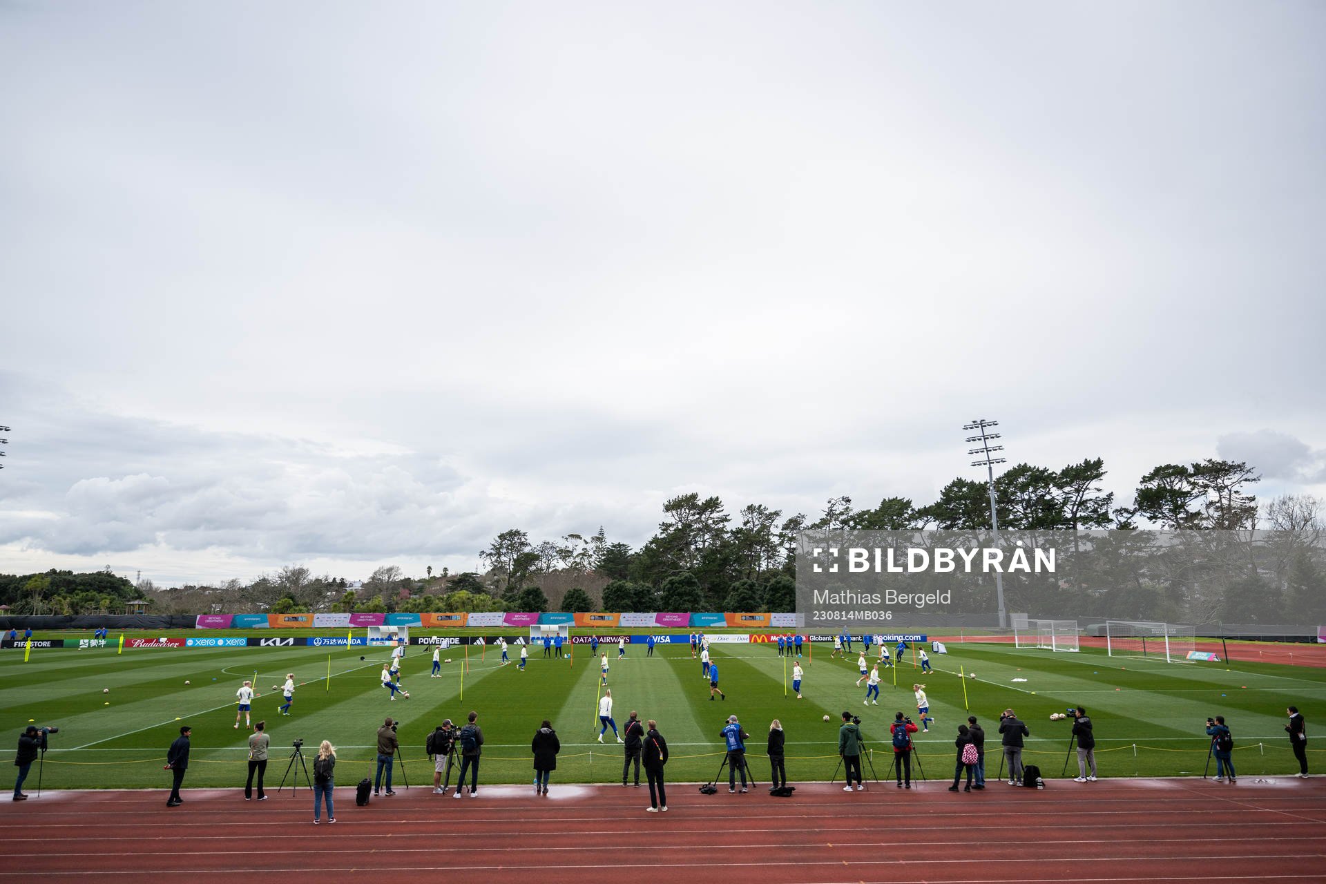 General view at a training session with the Swedish women's