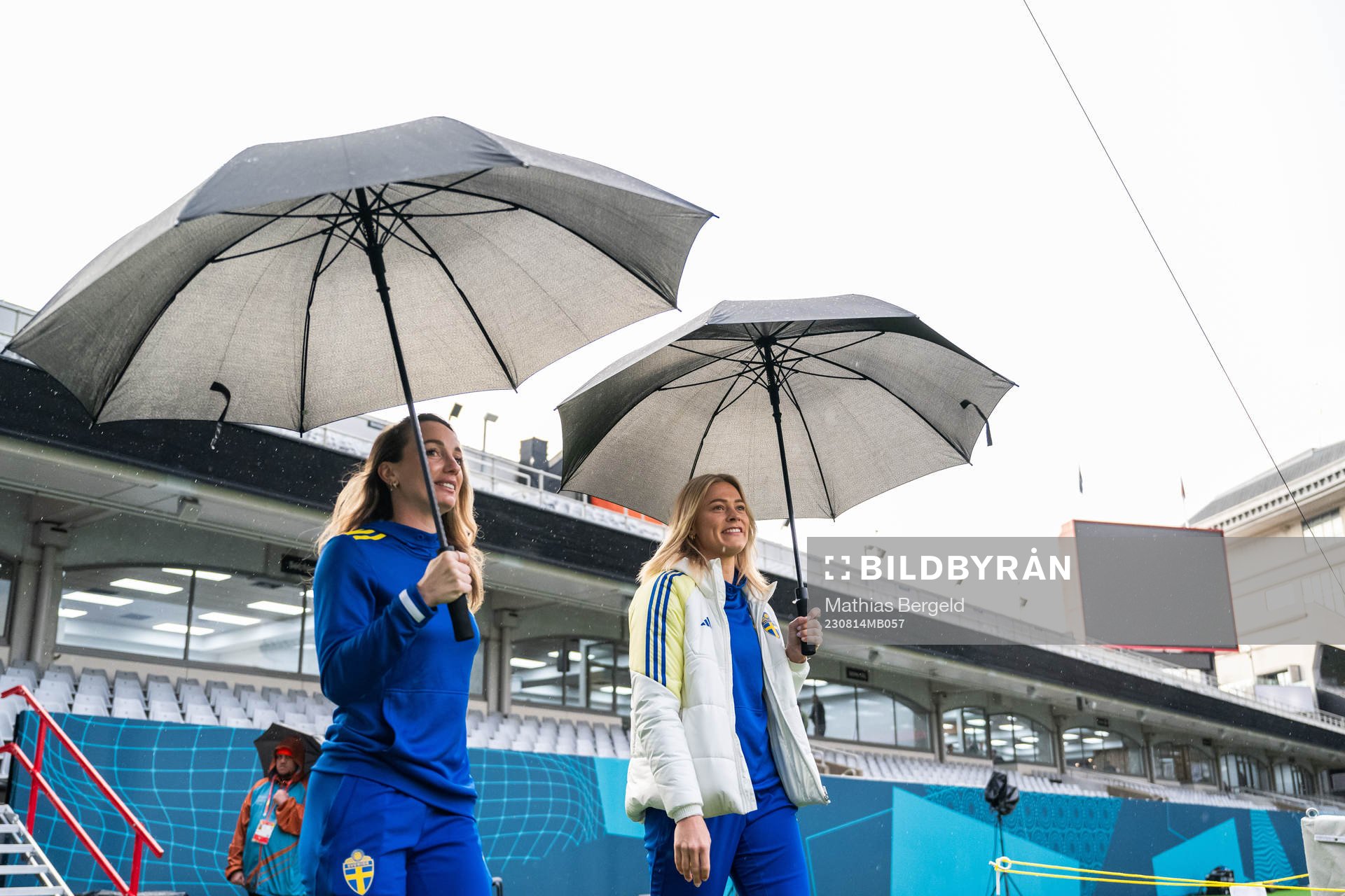 Kosovare Asllani and Fridolina Rolfö of the Swedish women's national football team after a press conference during the FIFA Women's World Cup on August 14, 2023 in Auckland.