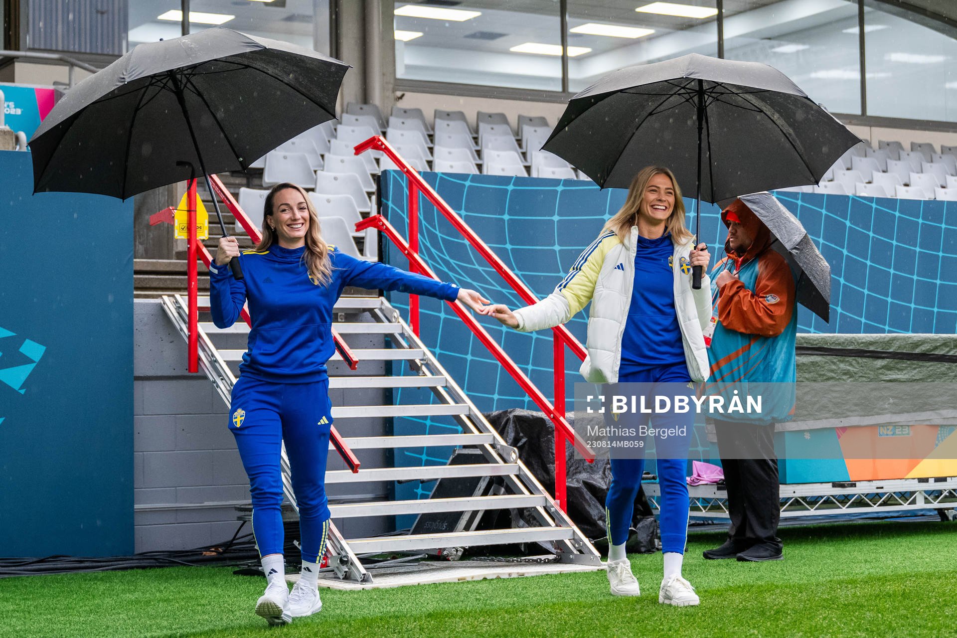 Kosovare Asllani and Fridolina Rolfö of the Swedish women's national football team after a press conference during the FIFA Women's World Cup on August 14, 2023 in Auckland.