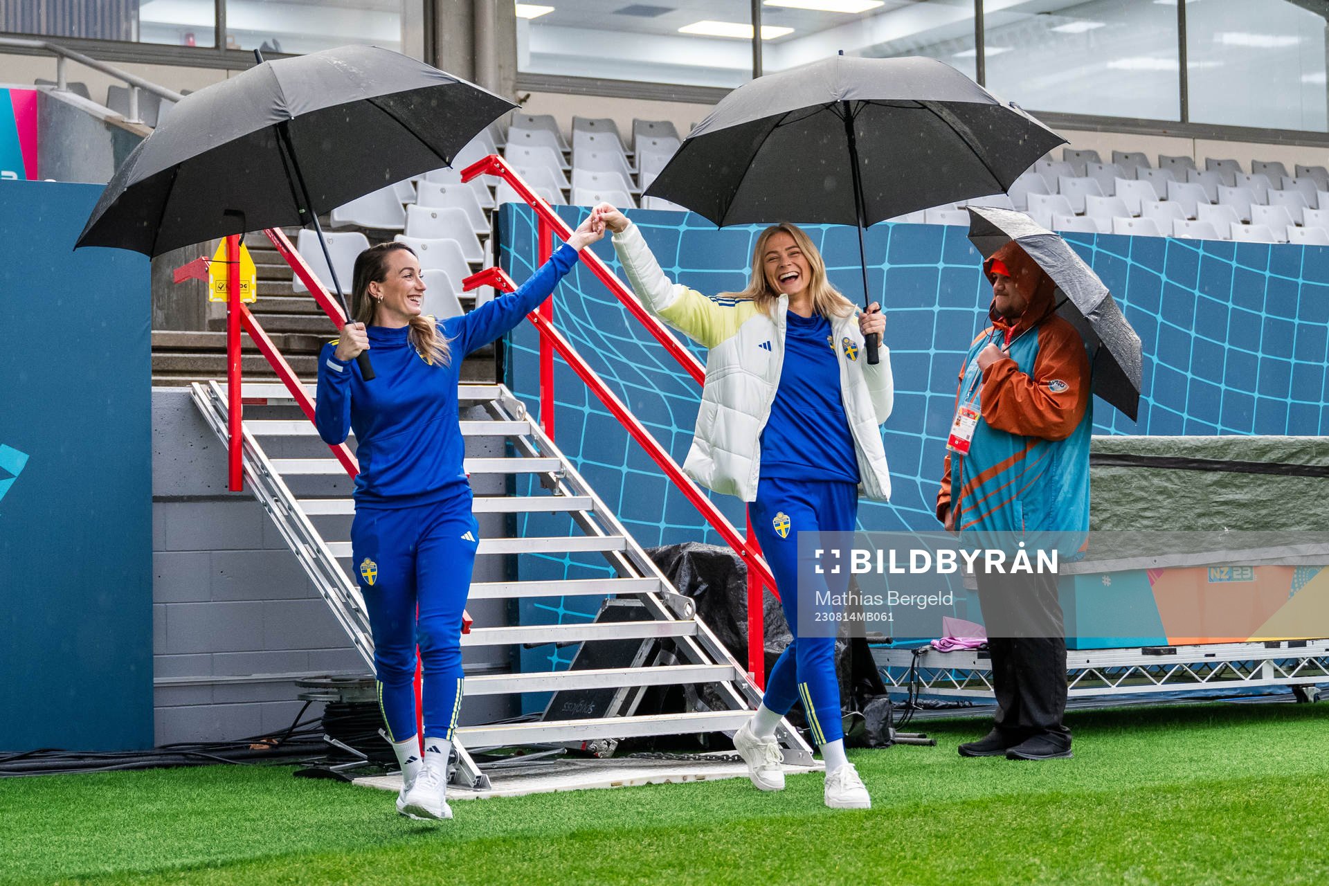 Kosovare Asllani and Fridolina Rolfö of the Swedish women's national football team after a press conference during the FIFA Women's World Cup on August 14, 2023 in Auckland. 
