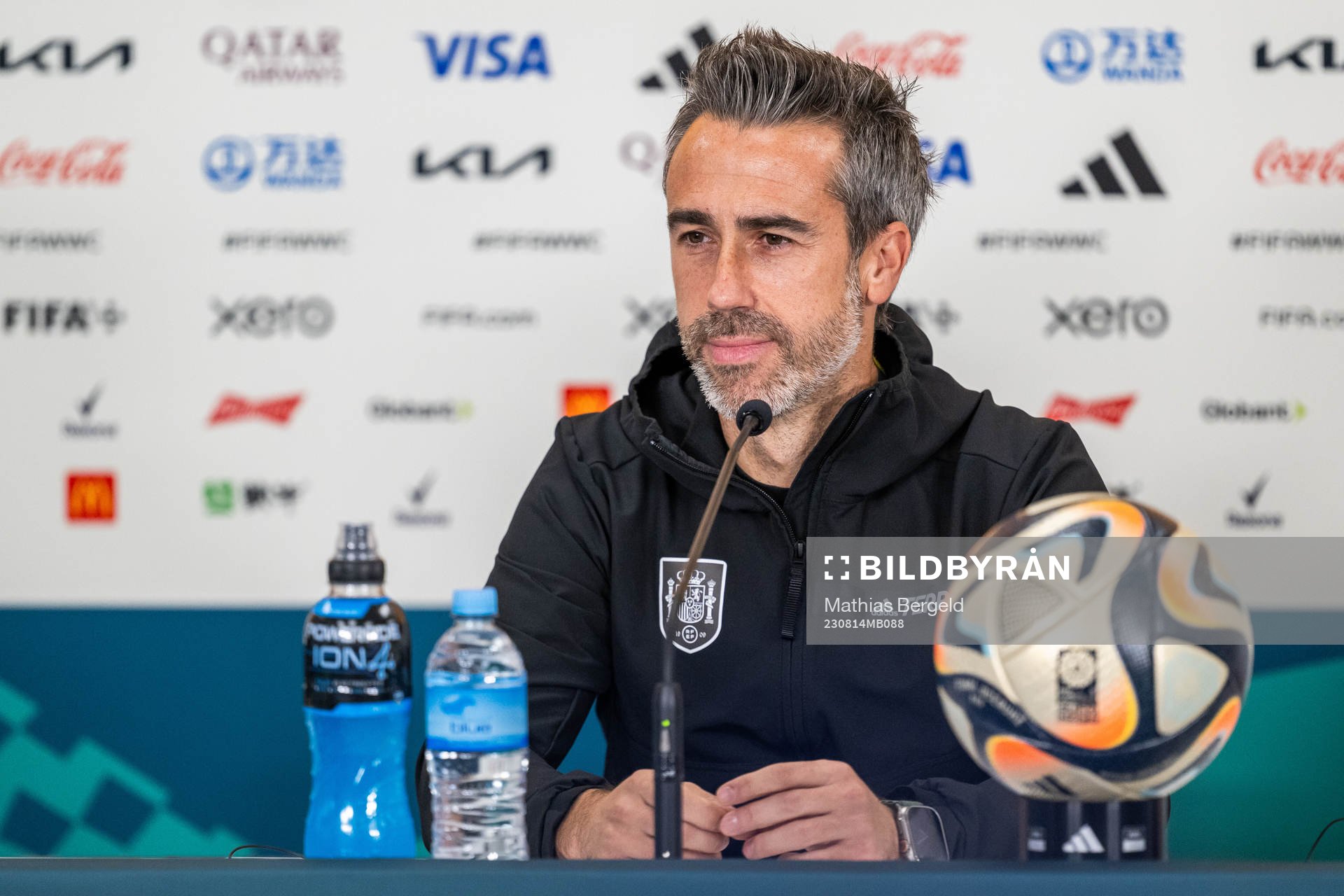 Head coach Jorge Vilda of the Spanish women's national football team at a press conference during the FIFA Women's World Cup on August 14, 2023 in Auckland.