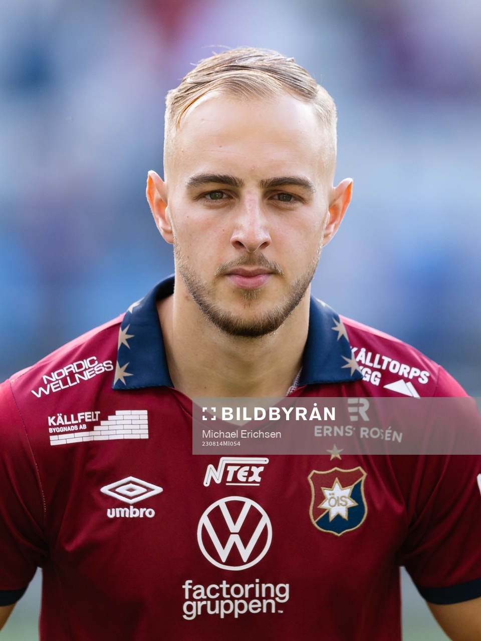 Örgrytes Amel Mujanic på line up innan fotbollsmatchen i Superettan mellan Örgryte och Skövde AIK den 14 augusti 2023 i Göteborg. 