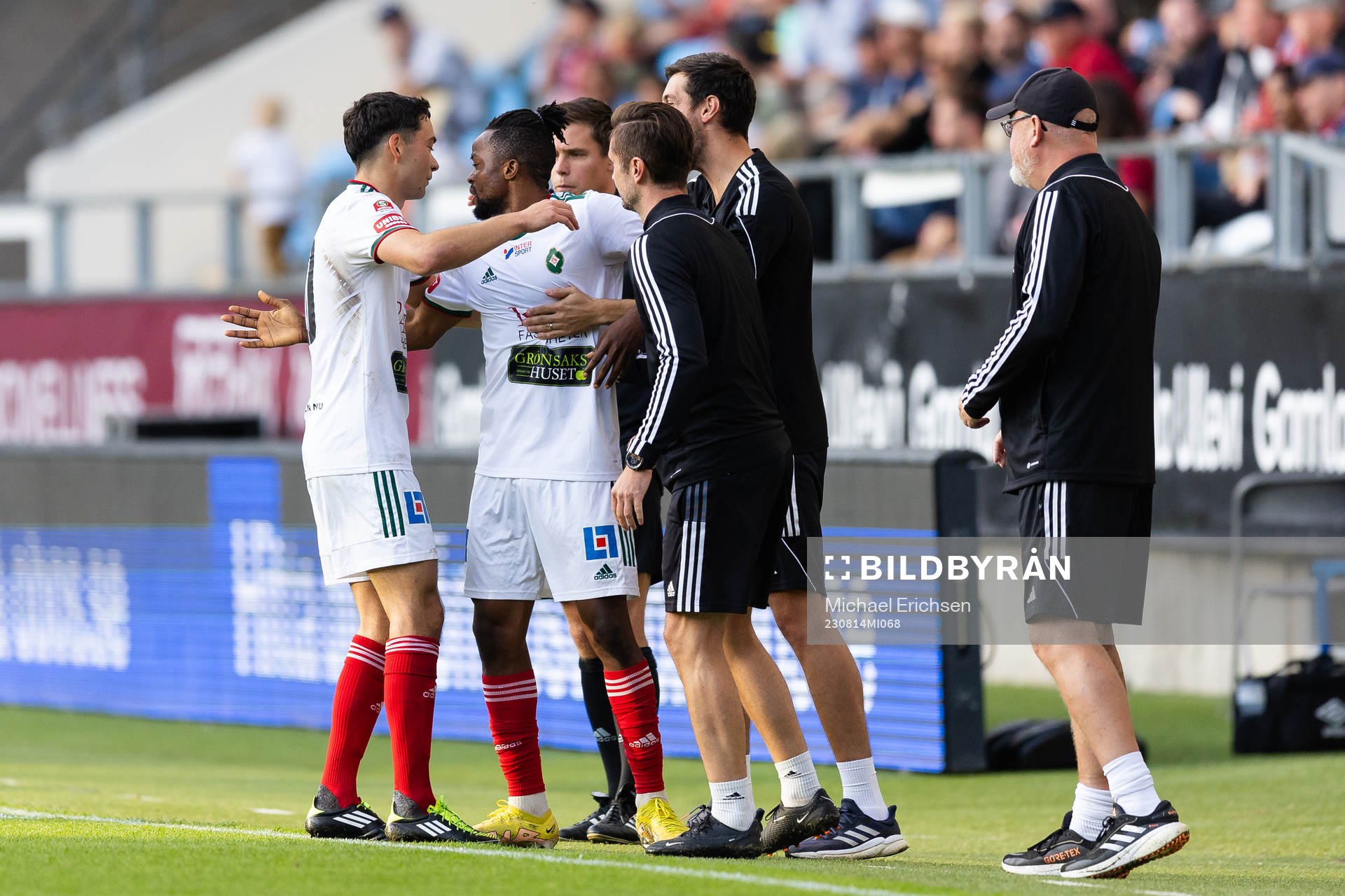 Skövde AIKs Azeez Temitope Yusuf jublar efter 0-1 under fotbollsmatchen i Superettan mellan Örgryte och Skövde AIK den 14 augusti 2023 i Göteborg.