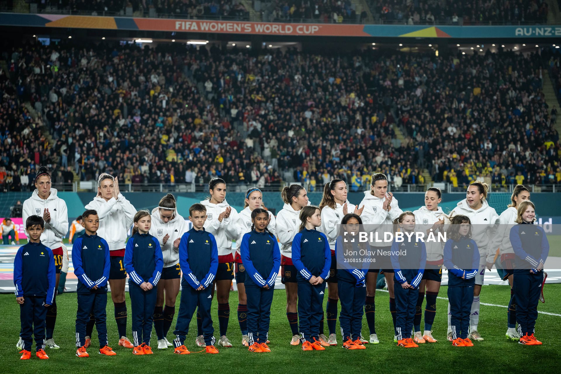 Players of Spain line up