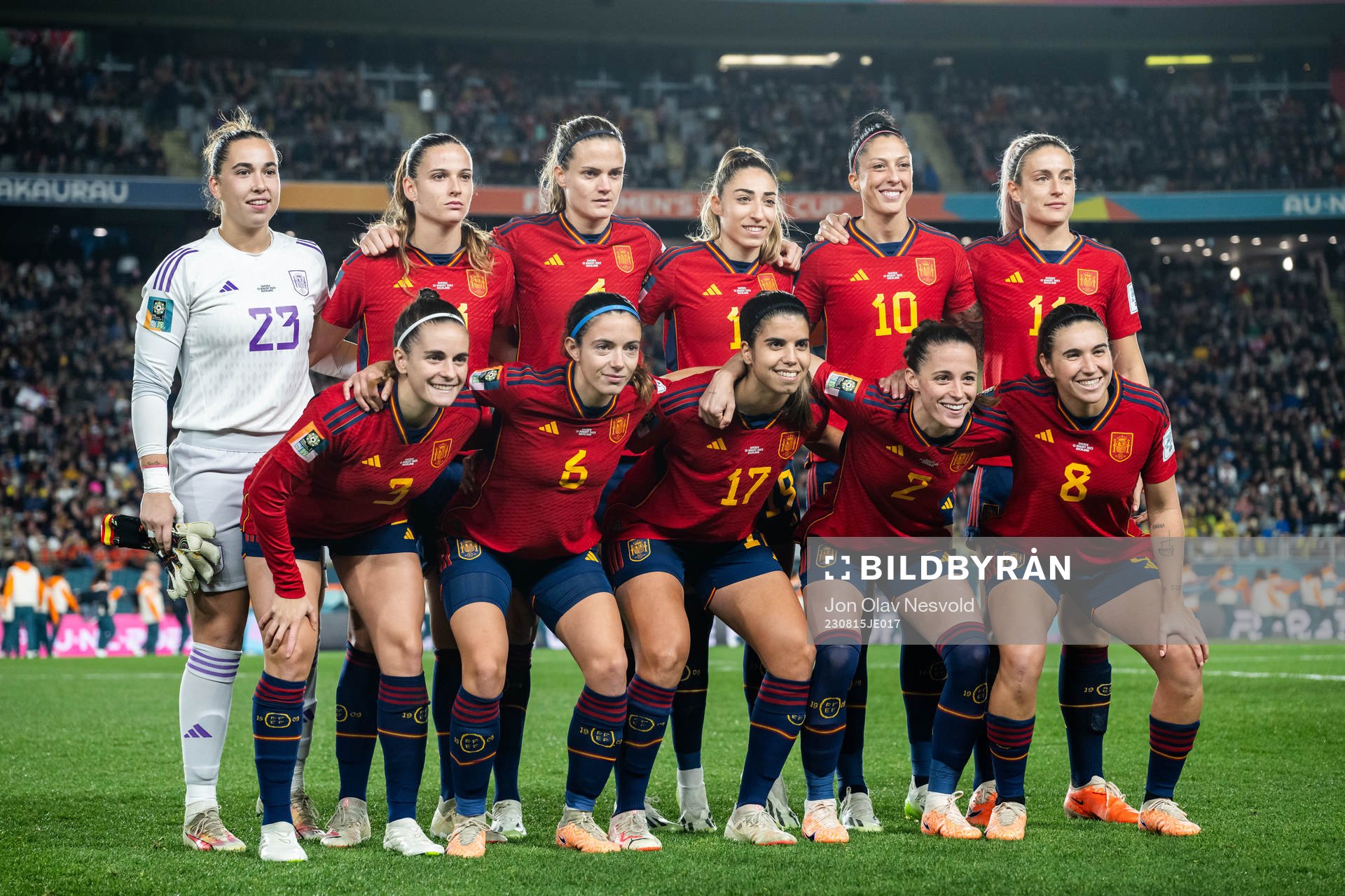Starting eleven of Spain line up for a photo
