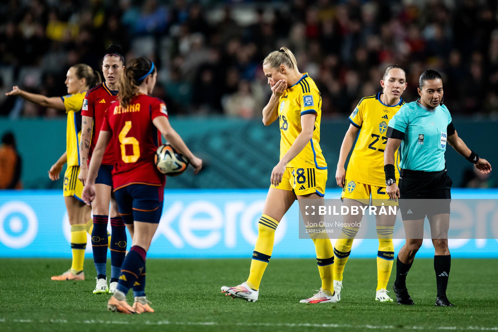 Fridolina Rolfö of Sweden in pain