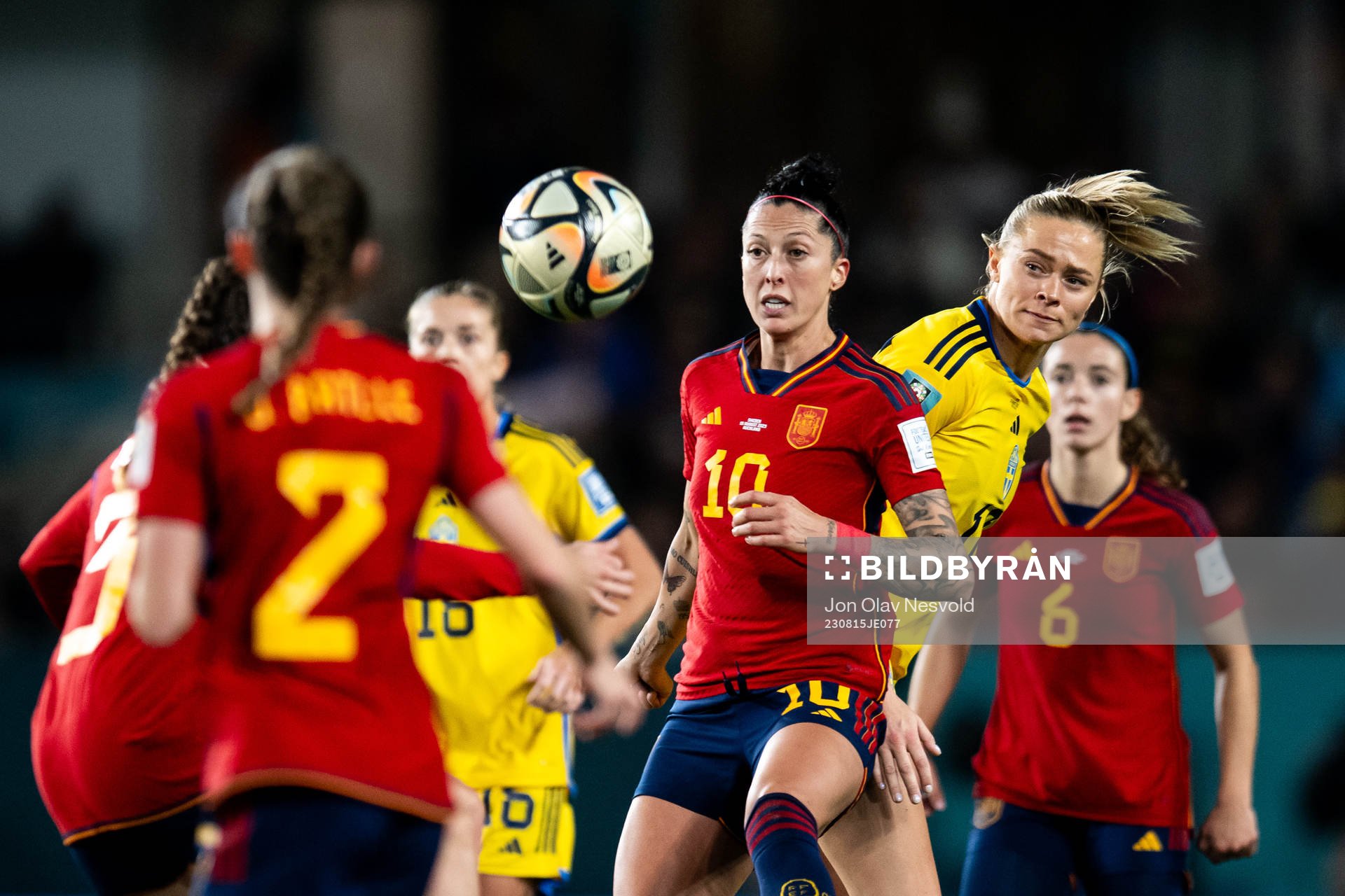 Jennifer Hermoso of Spain and Fridolina Rolfö of Sweden