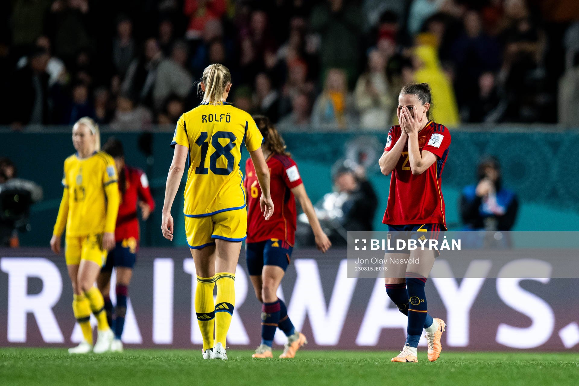 Ona Batlle of Spain looks dejected