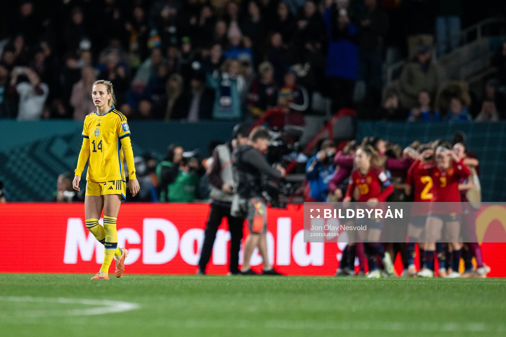 Nathalie Björn of Sweden looks dejected