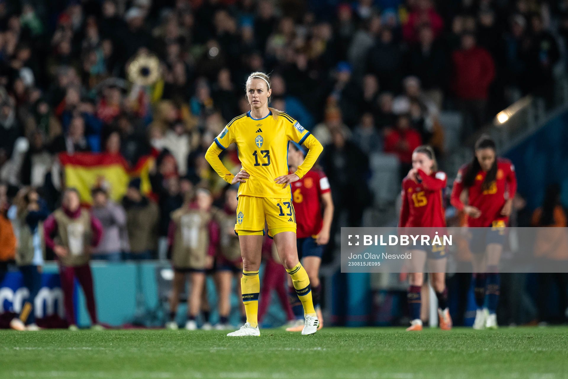 Amanda Ilestedt of Sweden looks dejected