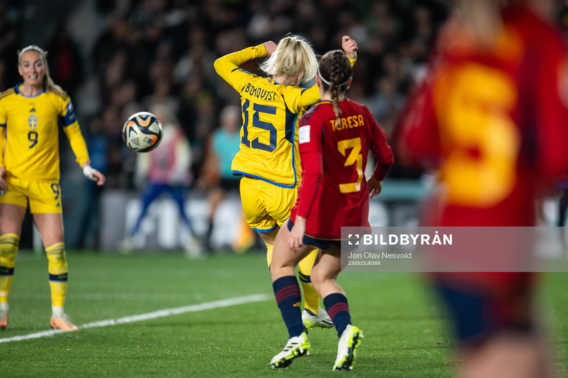 Rebecka Blomqvist of Sweden scores 1-1