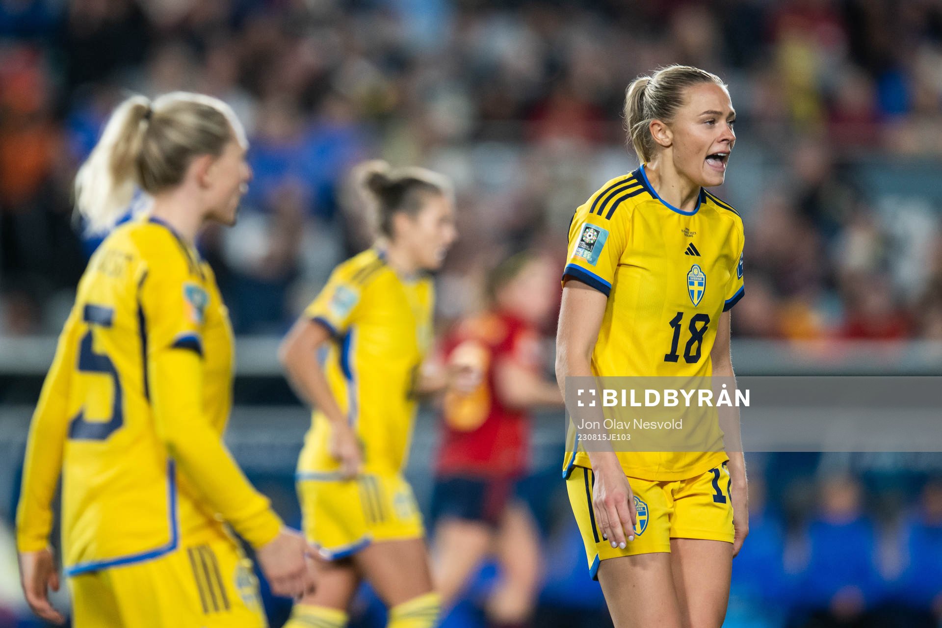 Fridolina Rolfö of Sweden reacts