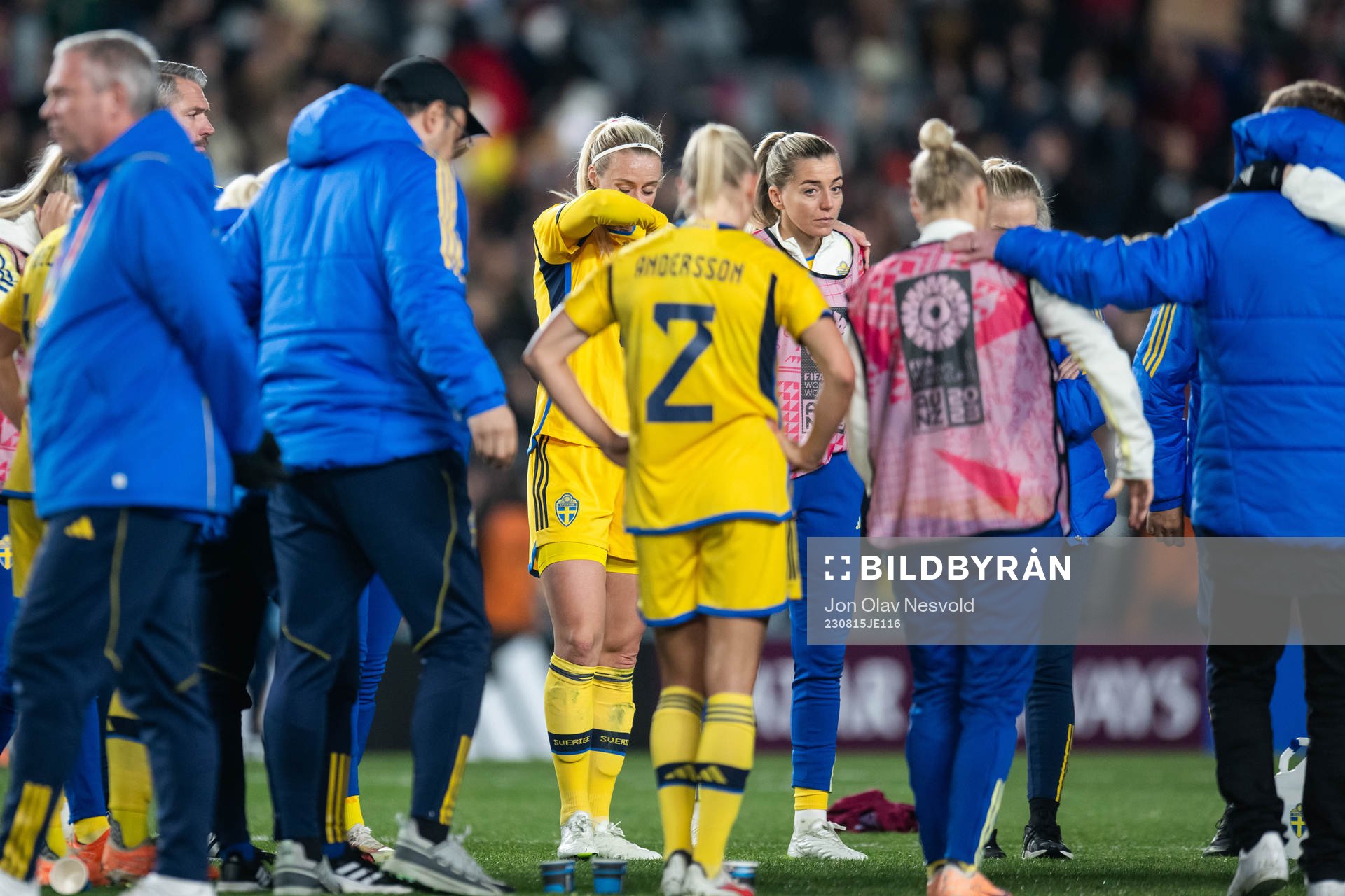 Amanda Ilestedt of Sweden looks dejected