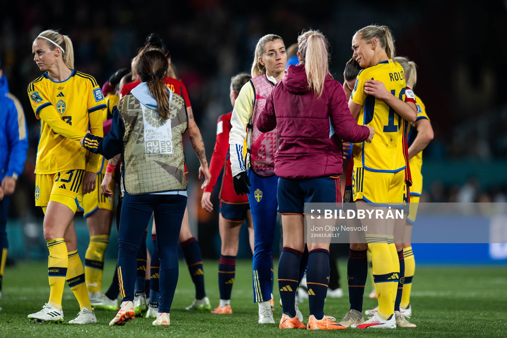 Amanda Ilestedt and Fridolina Rolfö of Sweden look dejected