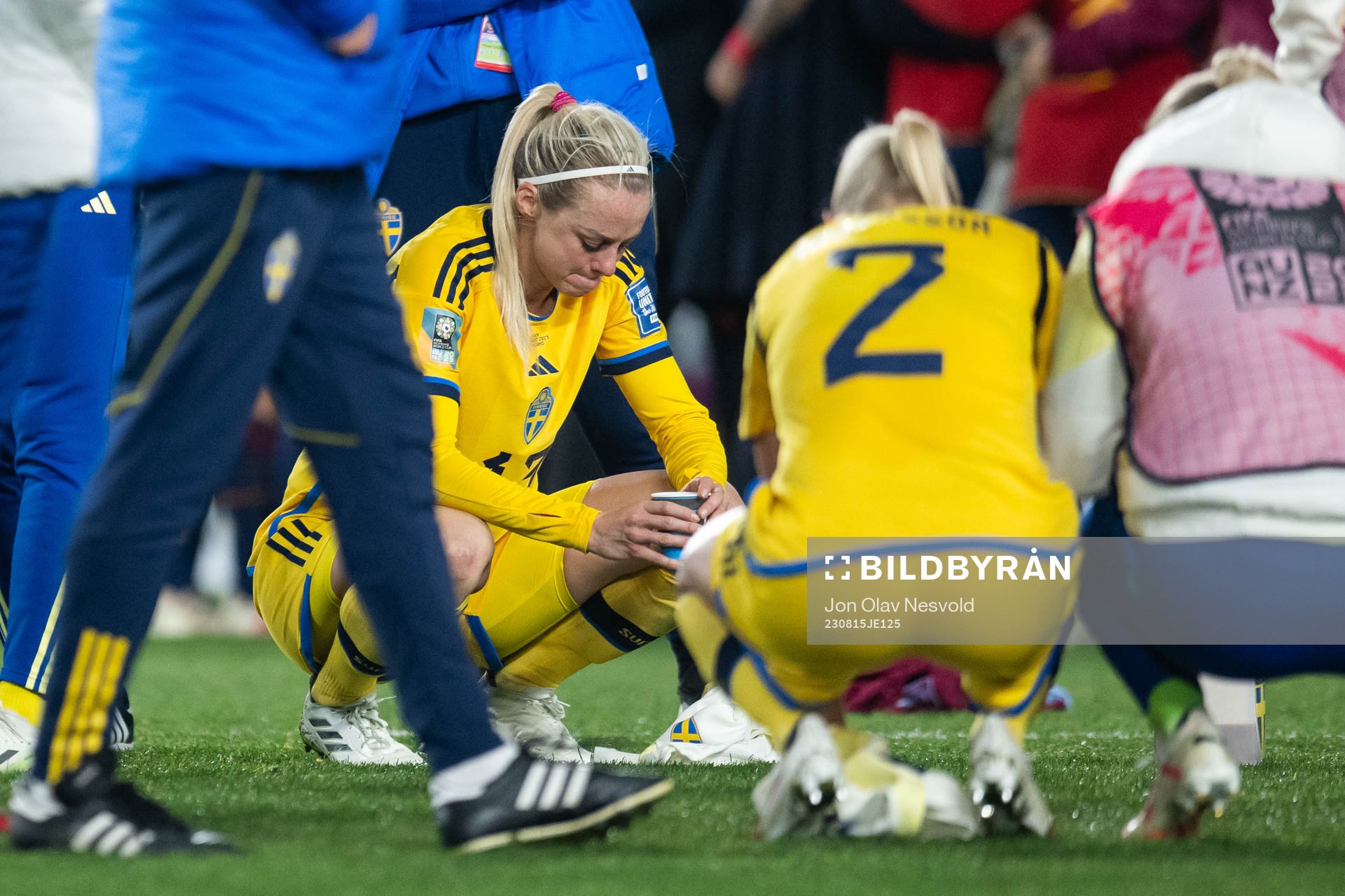 Amanda Ilestedt of Sweden looks dejected