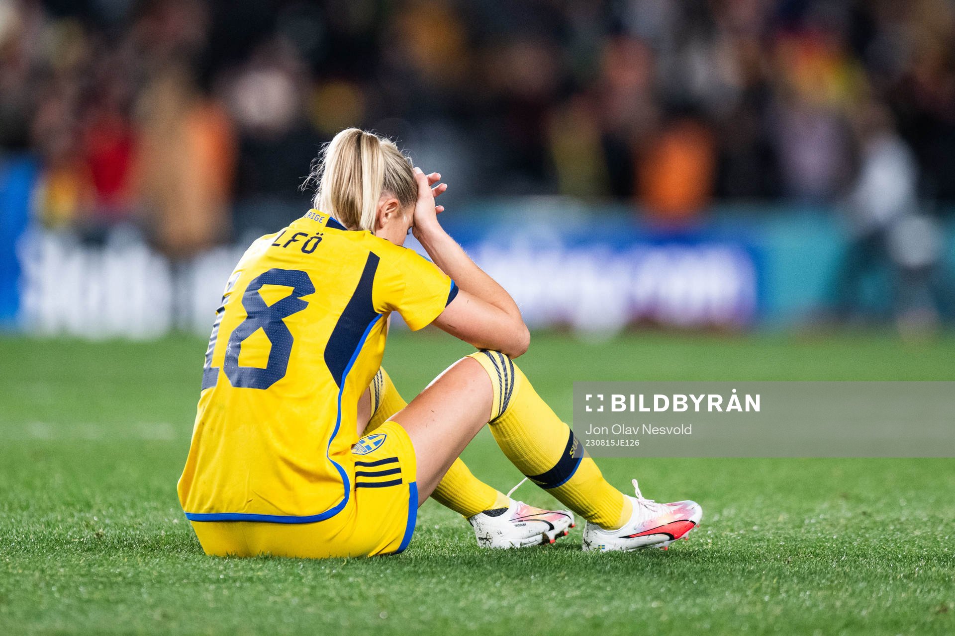Fridolina Rolfö of Sweden looks dejected