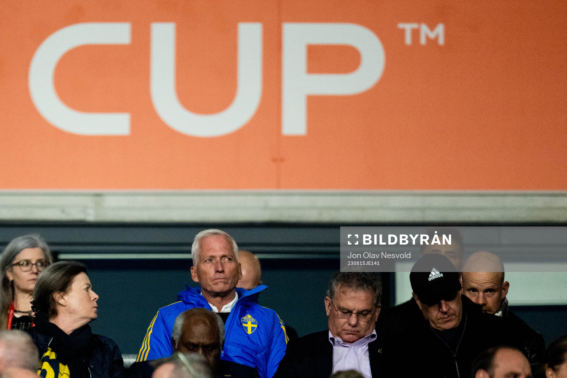 Håkan Sjöstrand, general secretary of the Swedish Football Association, in the stands ahead of the FIFA Women's World Cup semifinal between Spain and Sweden on August 15, 2023 in Auckland.
