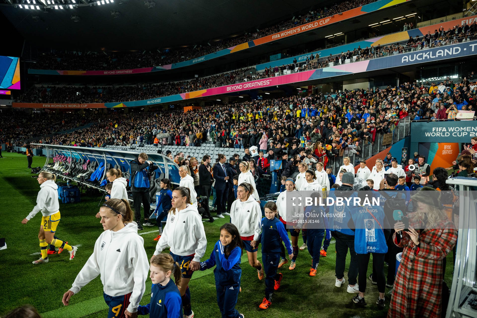 Players enter the pitch