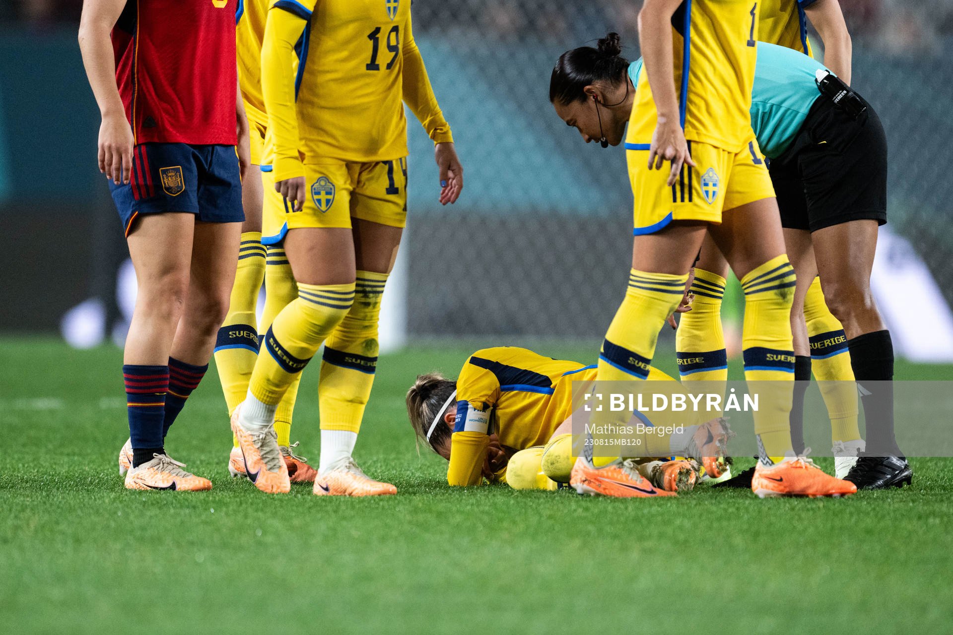 Kosovare Asllani of Sweden in pain