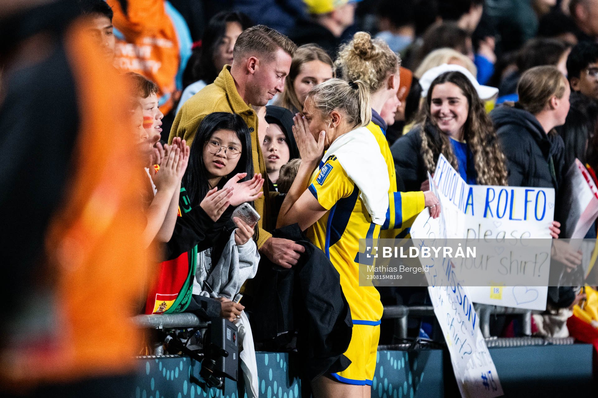 Fridolina Rolfö of Sweden looks dejected with boyfriend