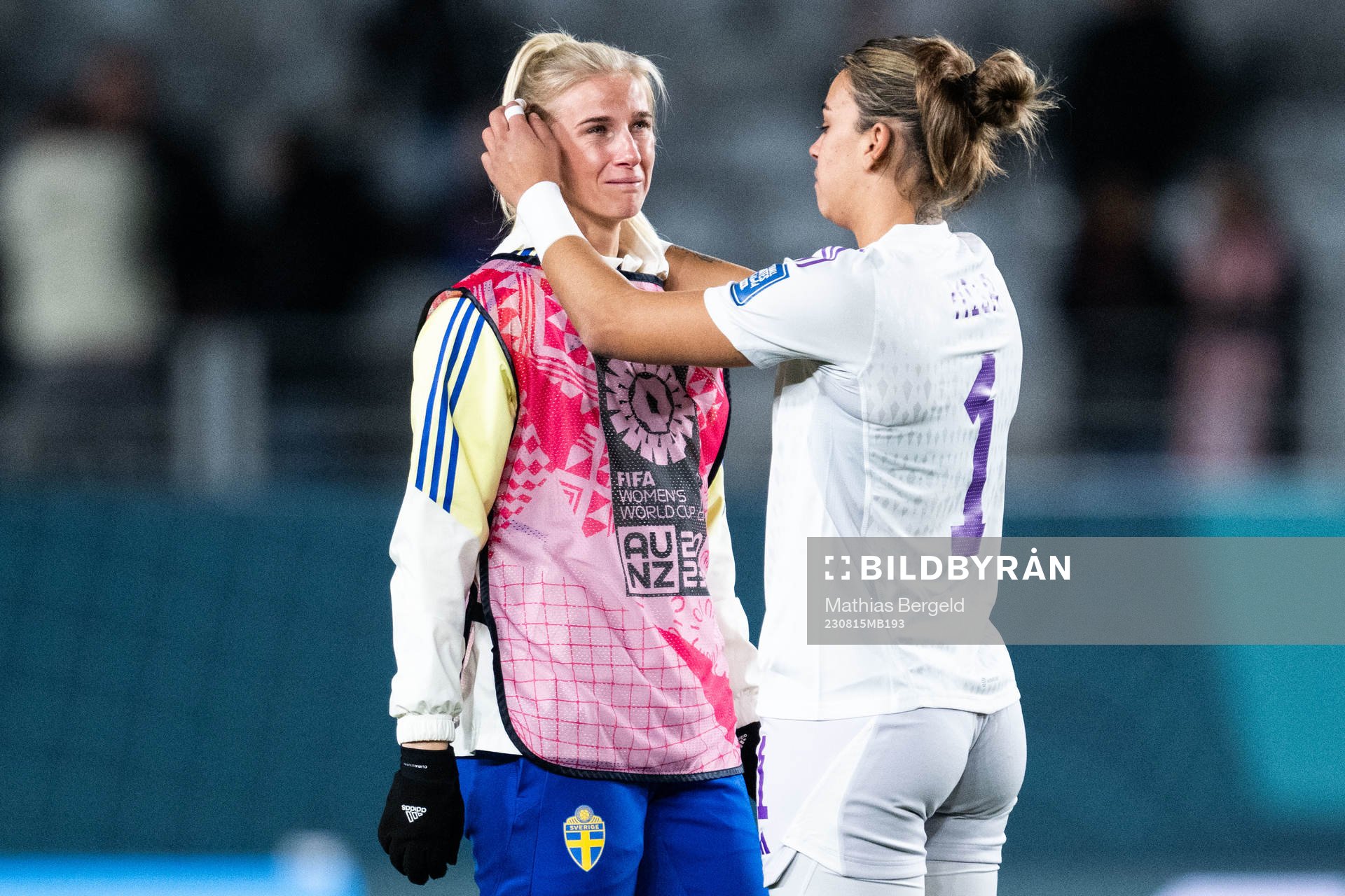 Sofia Jakobsson of Sweden looks dejected and goalkeeper