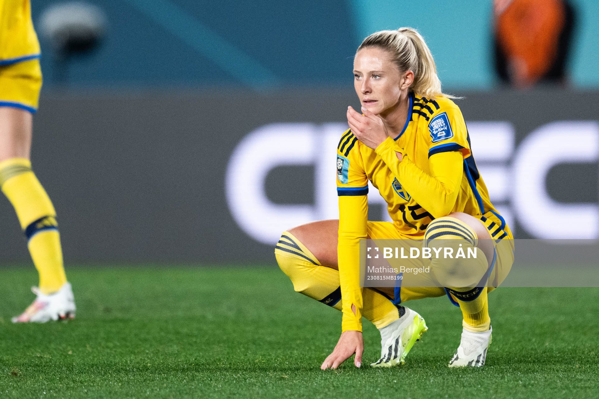 Rebecka Blomqvist of Sweden looks dejected