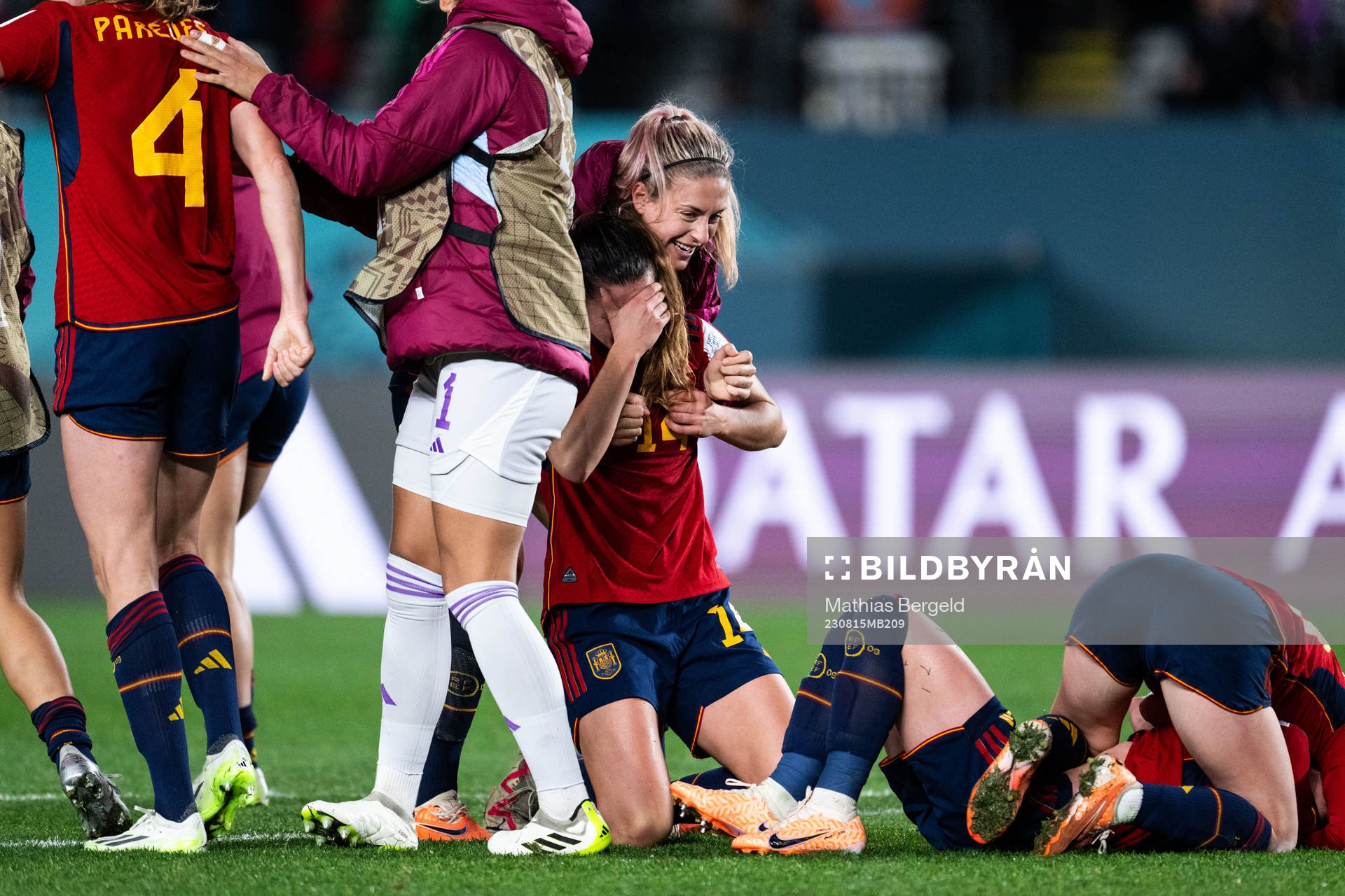 Alexia Putellas and Laia Codina of Spain celebrate